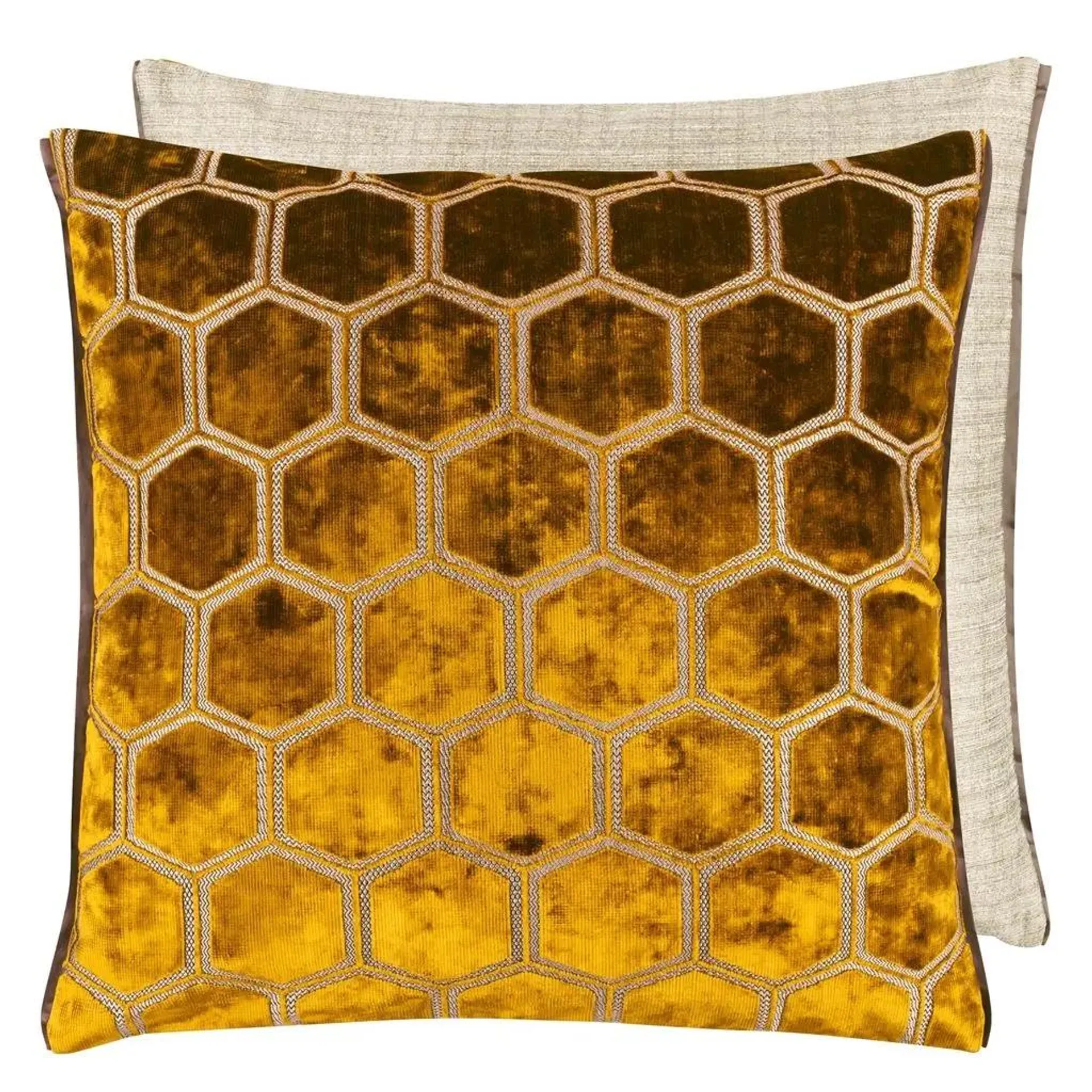 Manipur Ochre Large Velvet Cushion