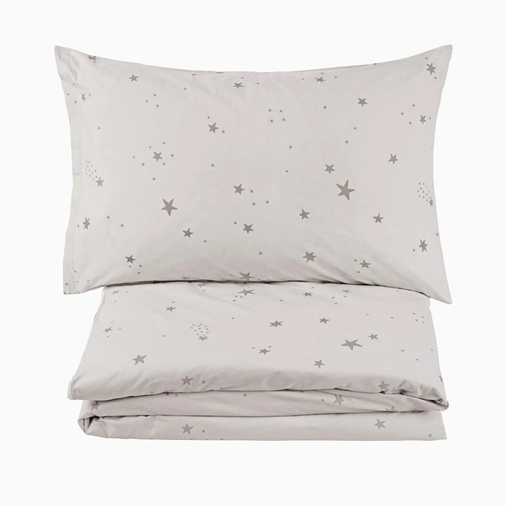 Grey Scattered Stars Bedding Set, Single