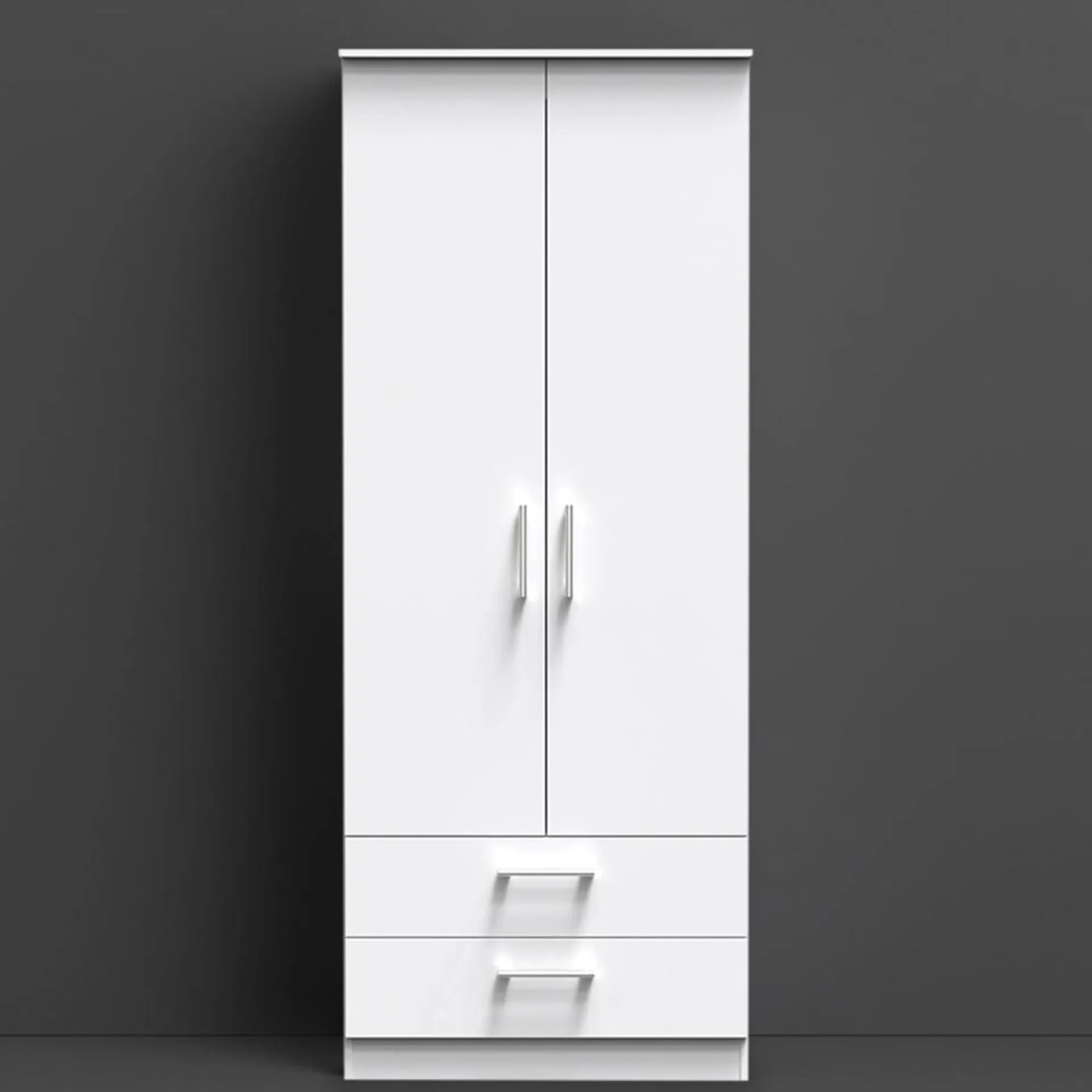 Crowndale Devon Ready Assembled 2 Door 2 Drawer White Matt Wardrobe