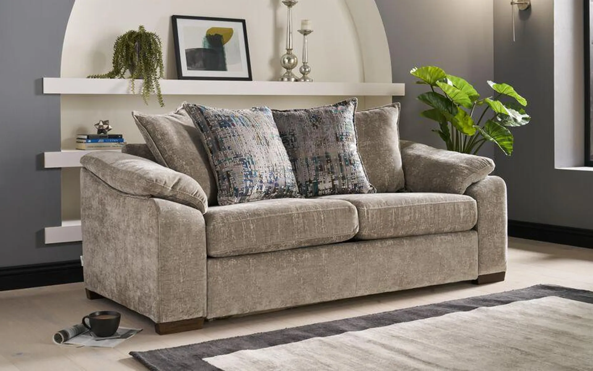 Hampton Fabric 3 Seater Sofa Scatter Back