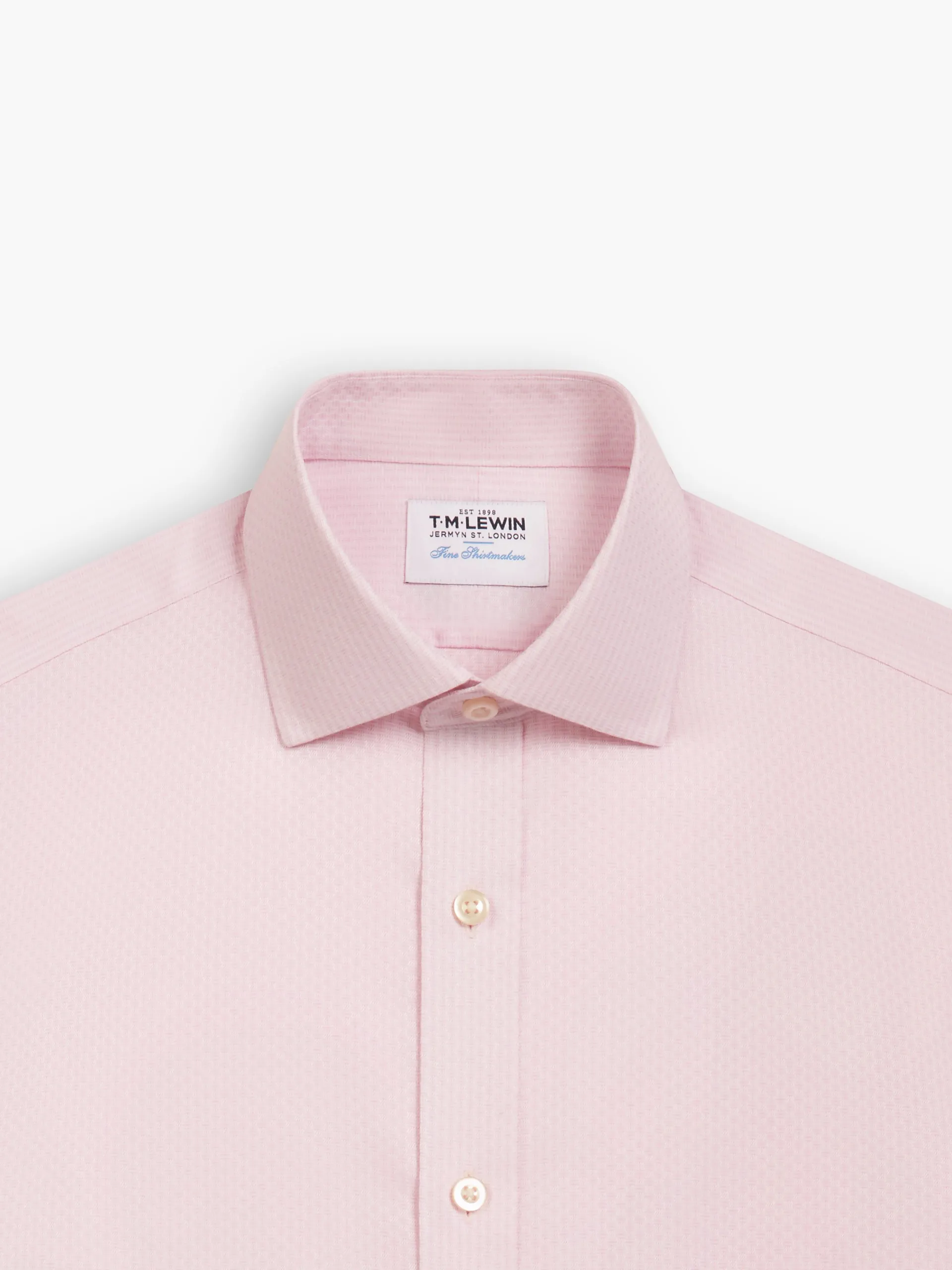 Non-Iron Pink Brick Geometric Dobby Fitted Single Cuff Classic Collar Shirt