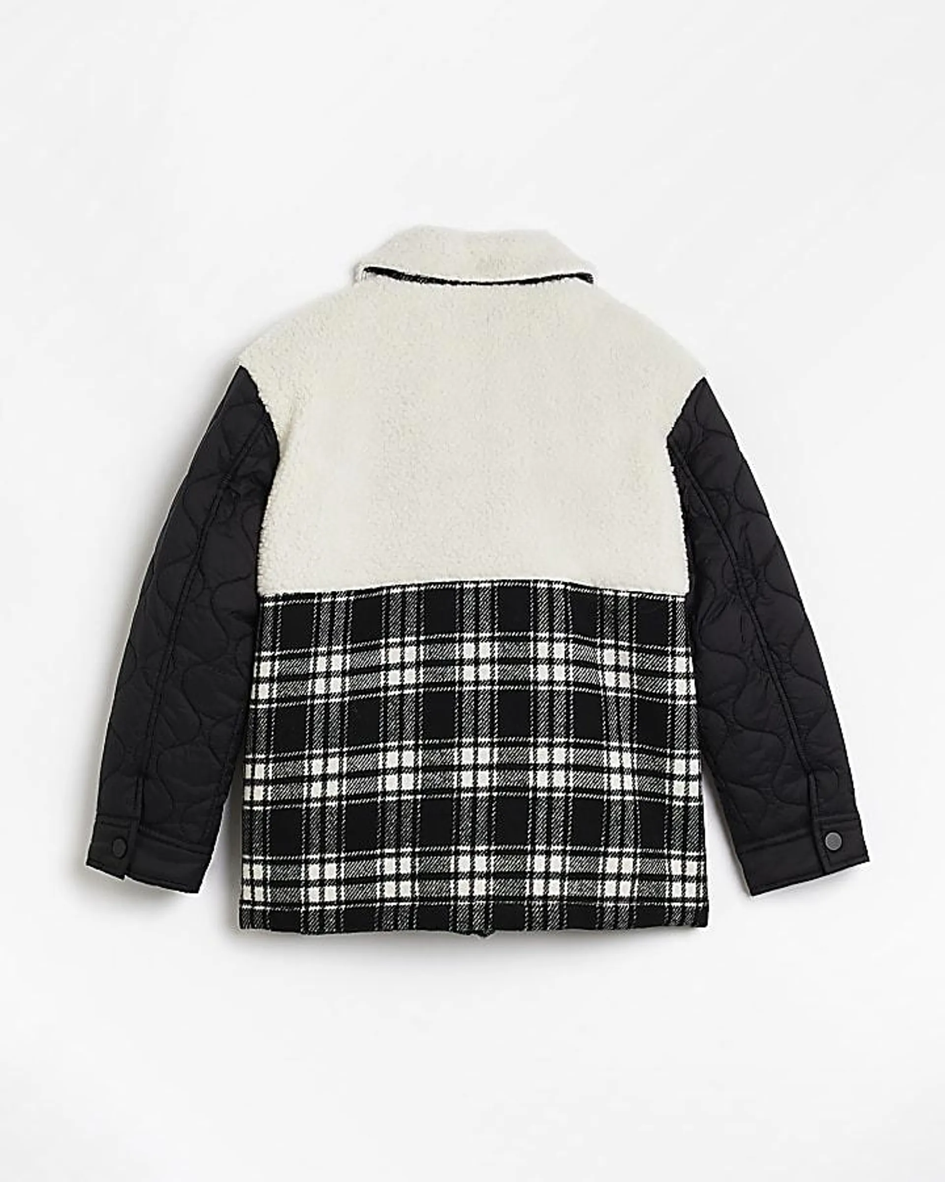 Boys Black Quilted Check Borg SHACKET