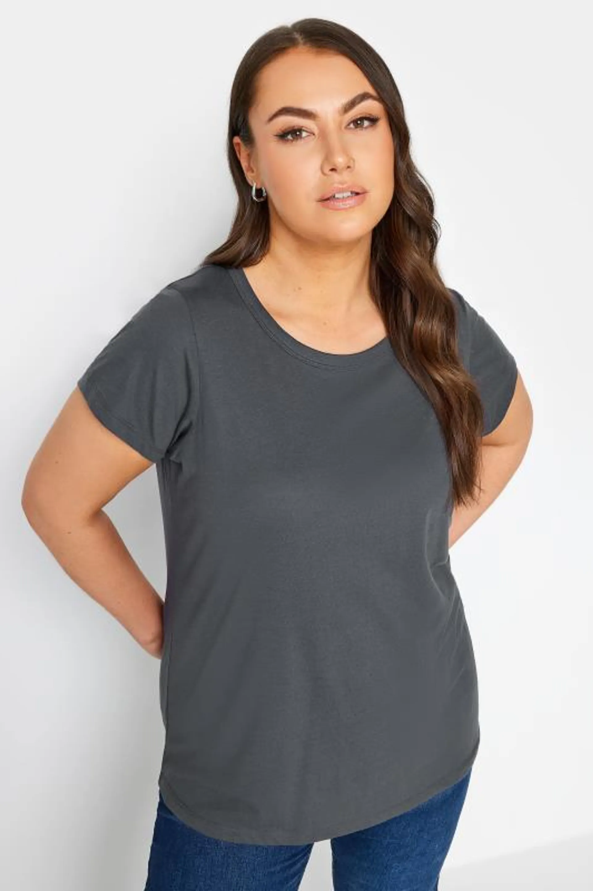 YOURS Curve Charcoal Grey Essential T-Shirt