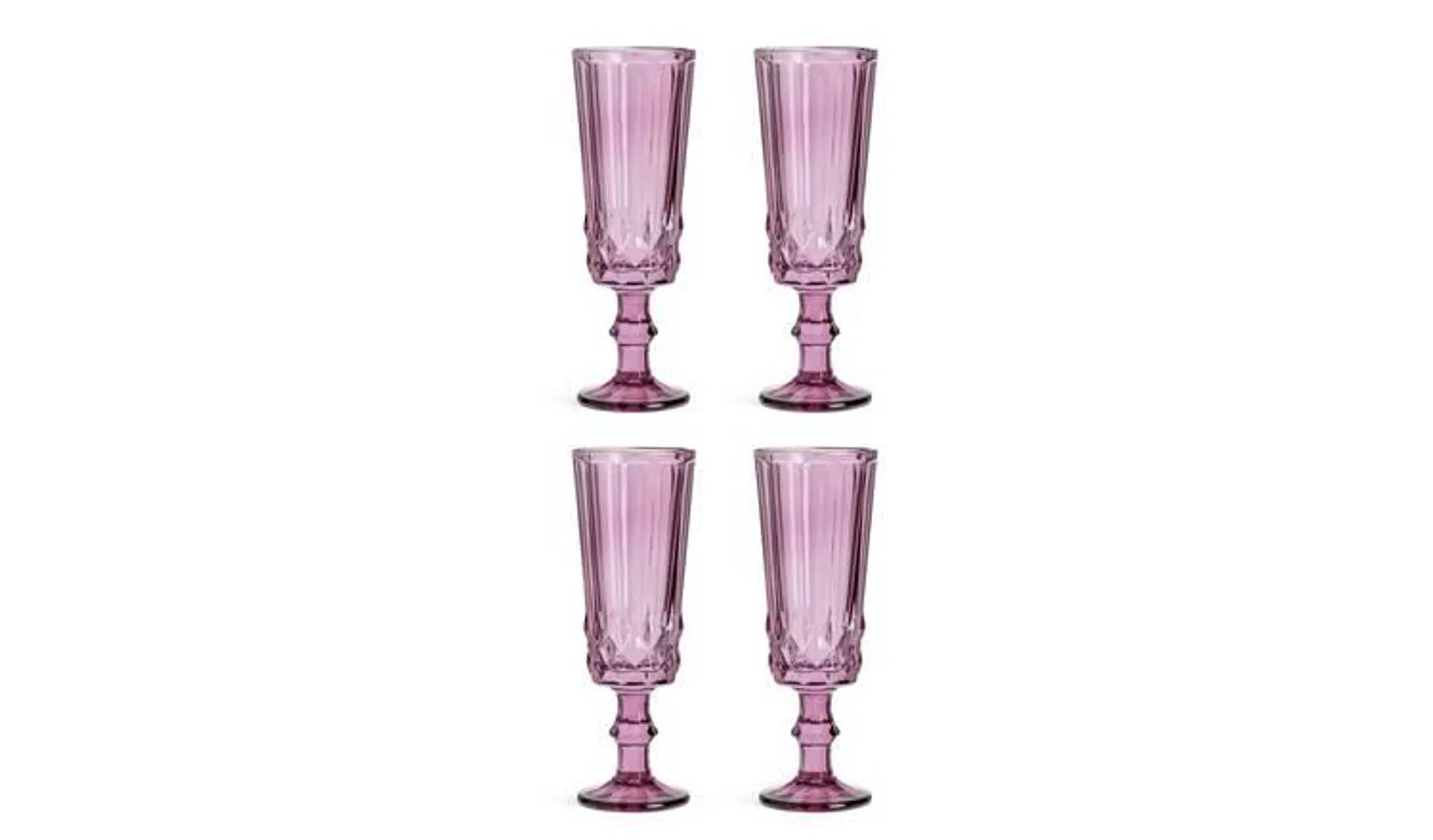 Habitat Plum Pressed Set of 4 Champagne Glass