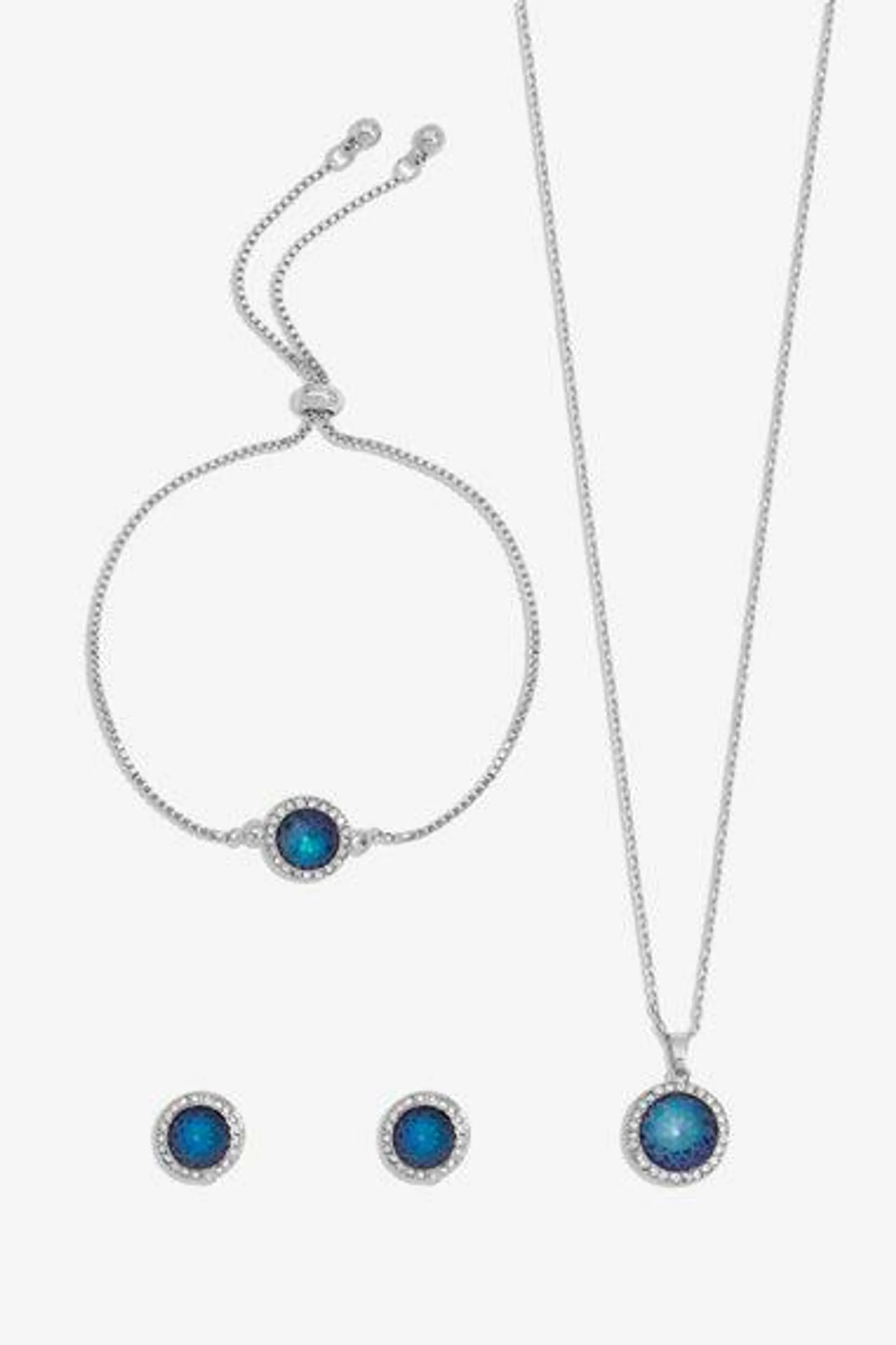 Jon Richard Silver Plated Blue Halo Trio Set - Gift Box