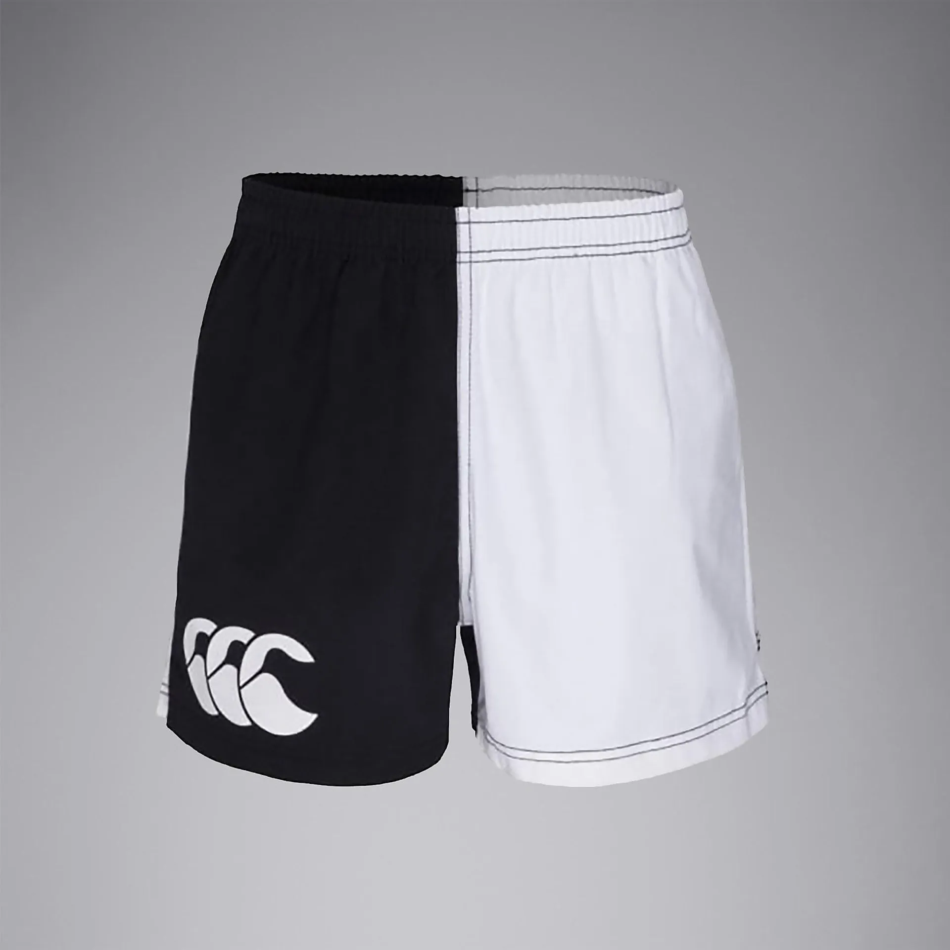 ADULT UNISEX COTTON TWILL HARLEQUIN SHORTS BLACK/WHITE