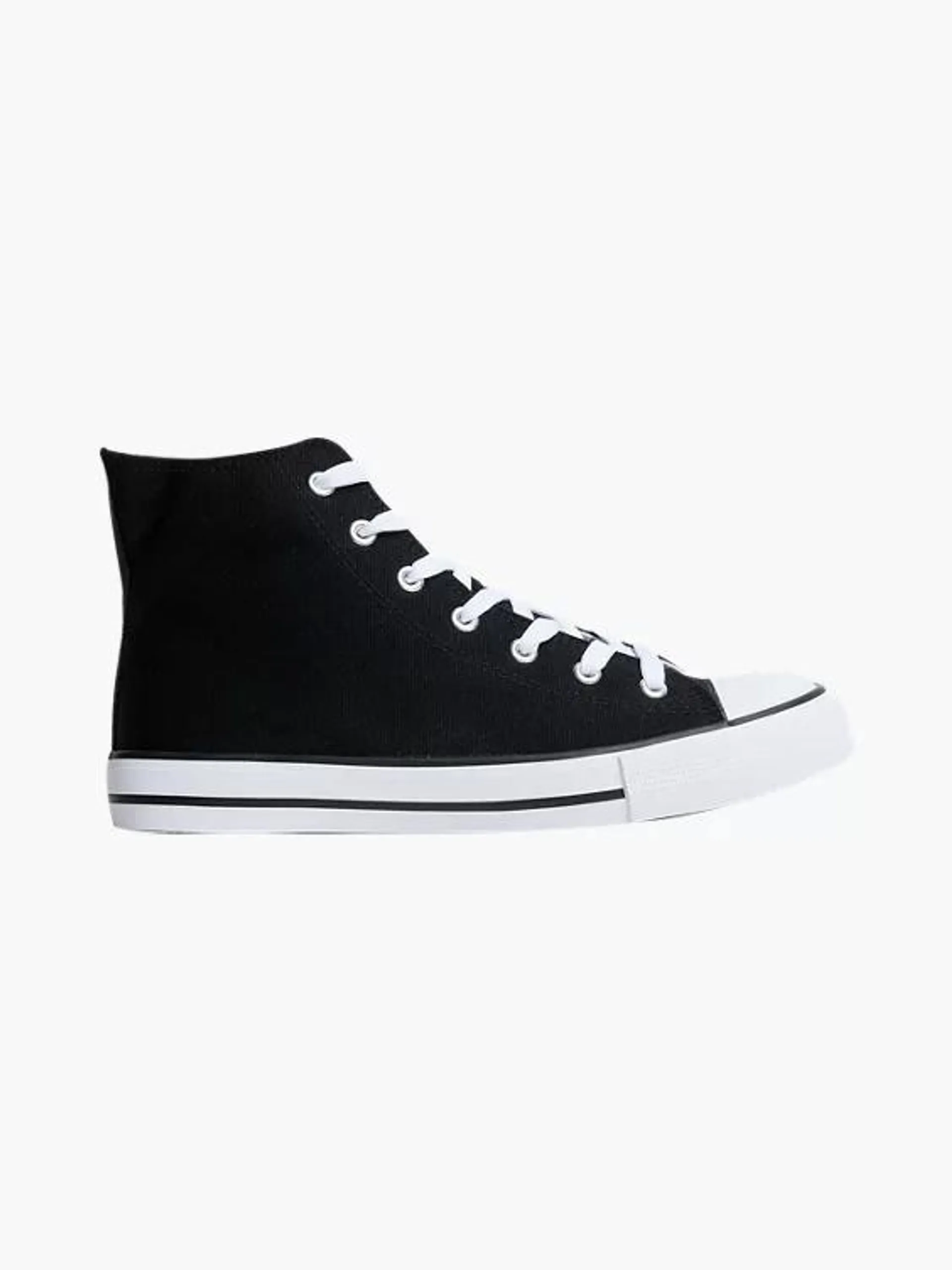 Ladies VTY Black High Top Lace-up Canvas Shoes