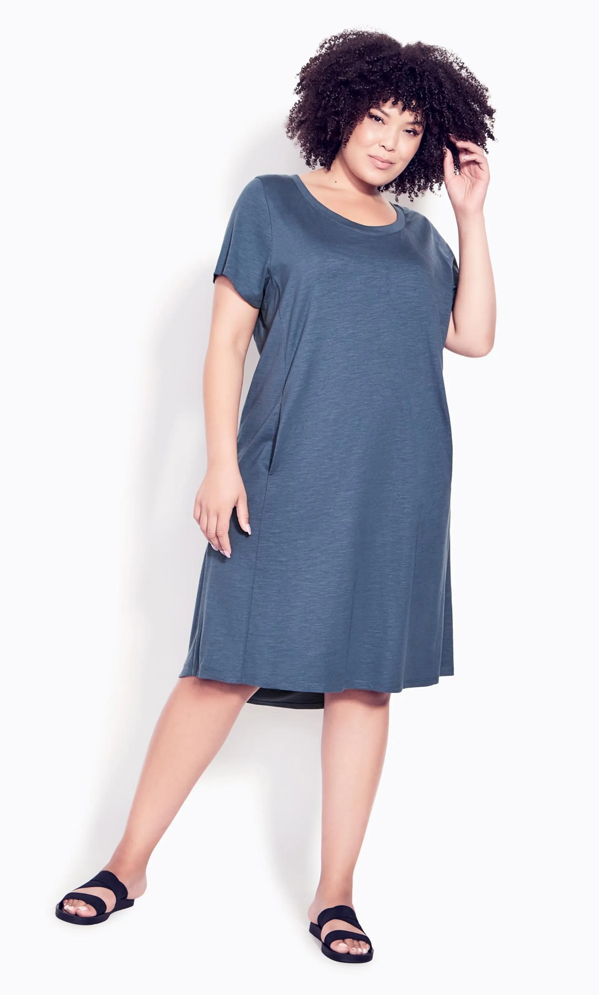 Evans Blue Pocket Detail T-Shirt Dress