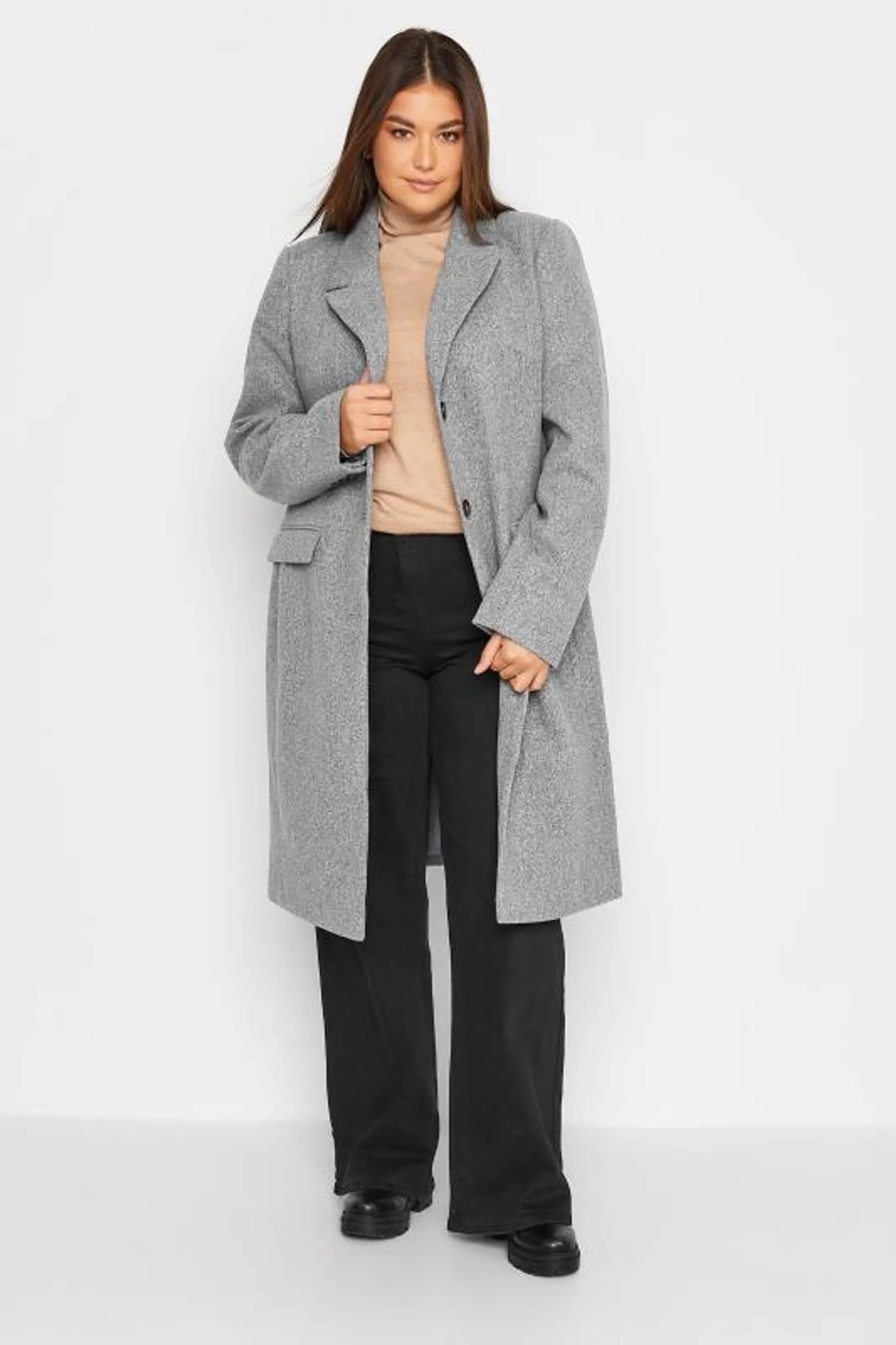 LTS Tall Grey Midi Formal Coat