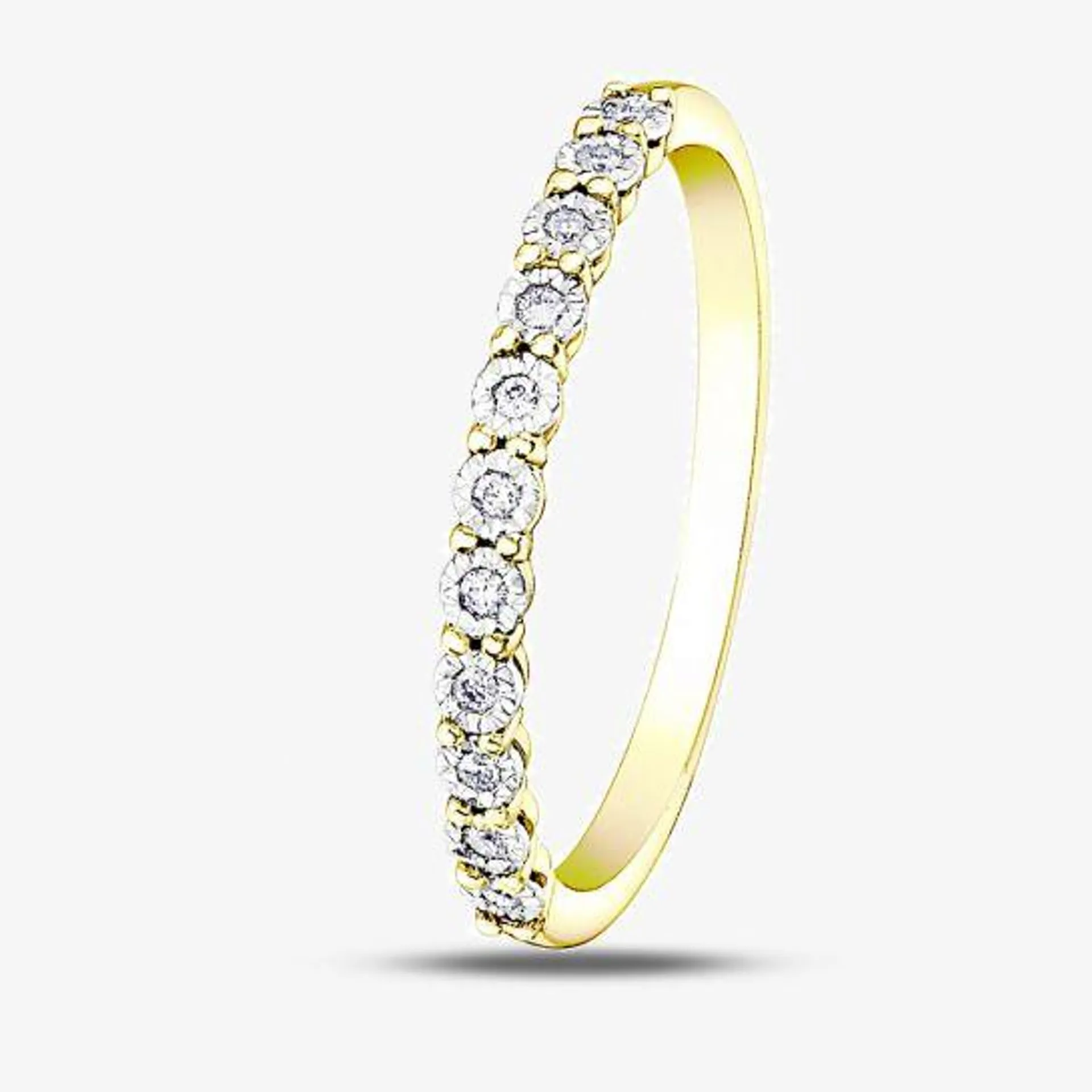 9ct Two Colour Gold 0.05ct Diamond Half Eternity Ring 50L67WG/05-10