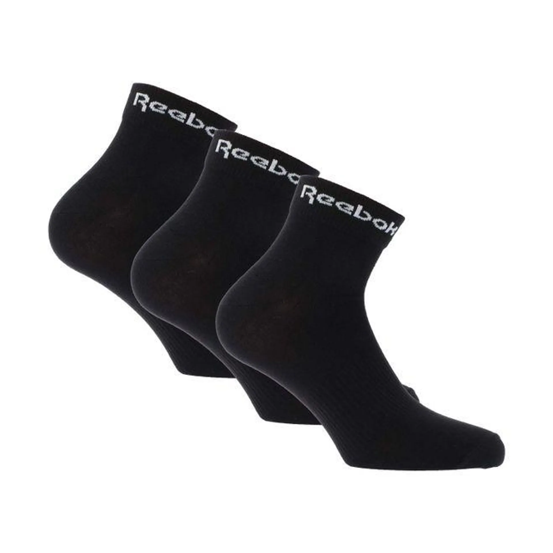 Reebok Unisex 3 Pack Active Core Ankle Socks in Black