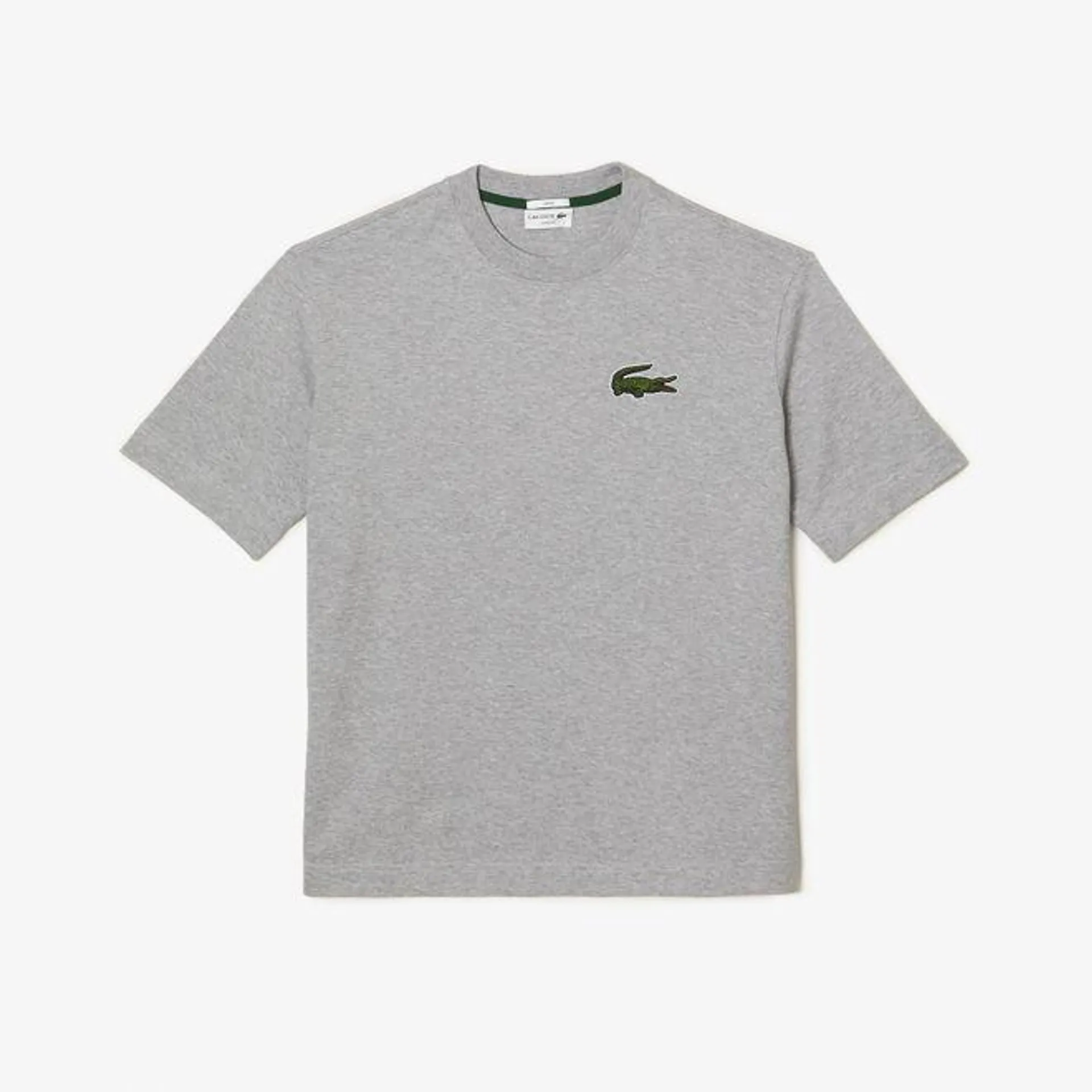 Lacoste Loose Fit Large Crocodile Organic T-Shirt in Grey