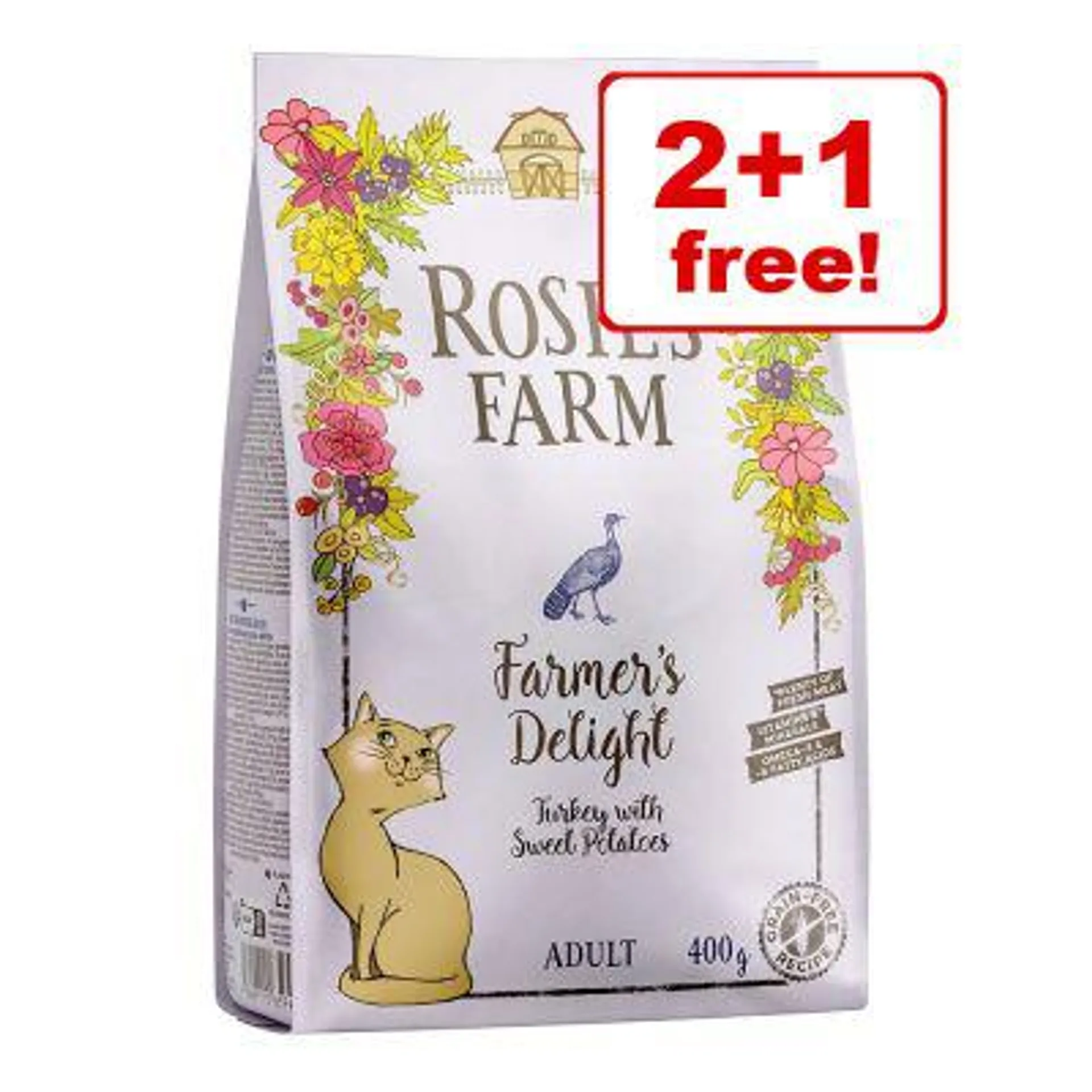 3 x 400g Rosie's Farm Dry Cat Food - 2 + 1 Free!*