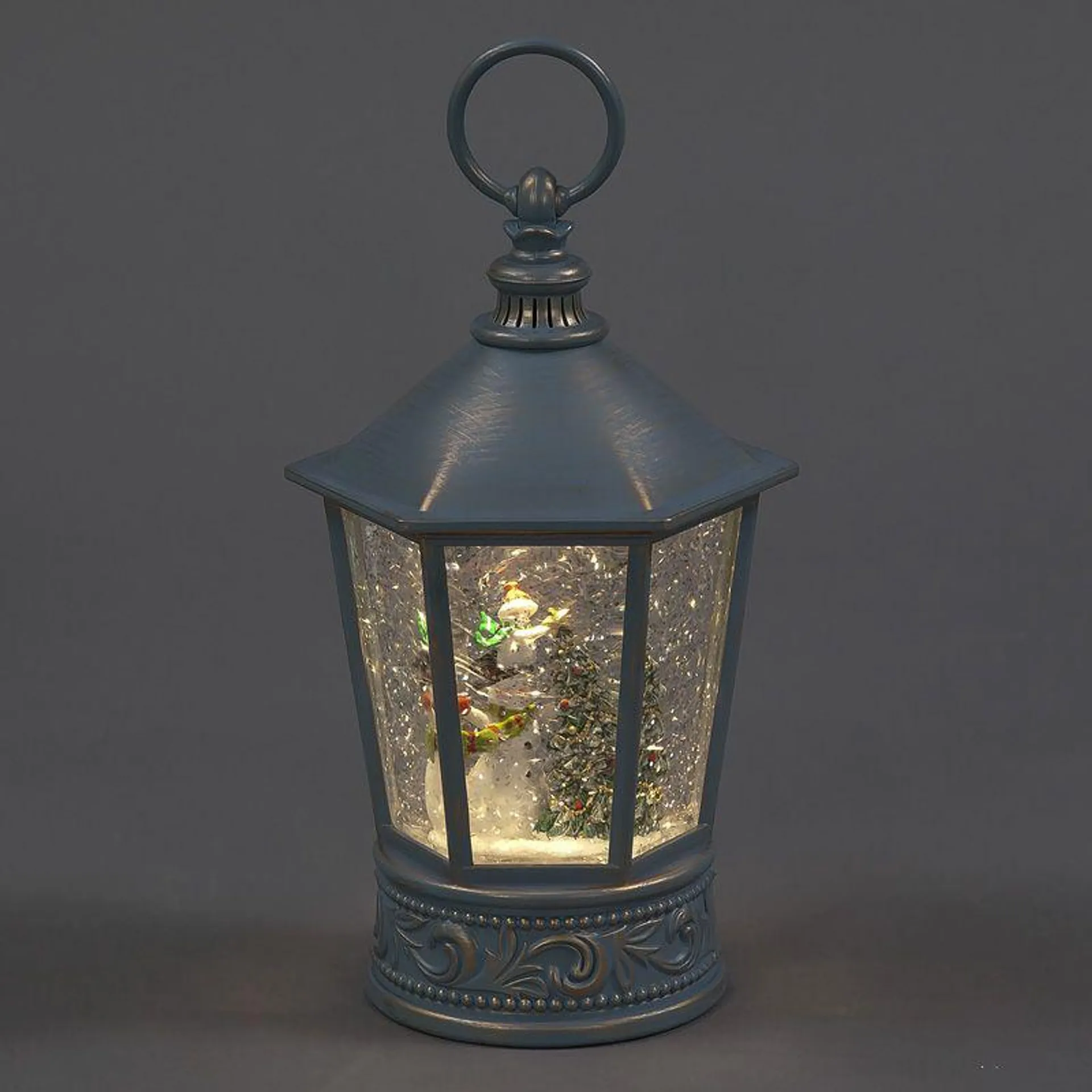 Battery Operated Water Lantern With Snowman Festive Scene