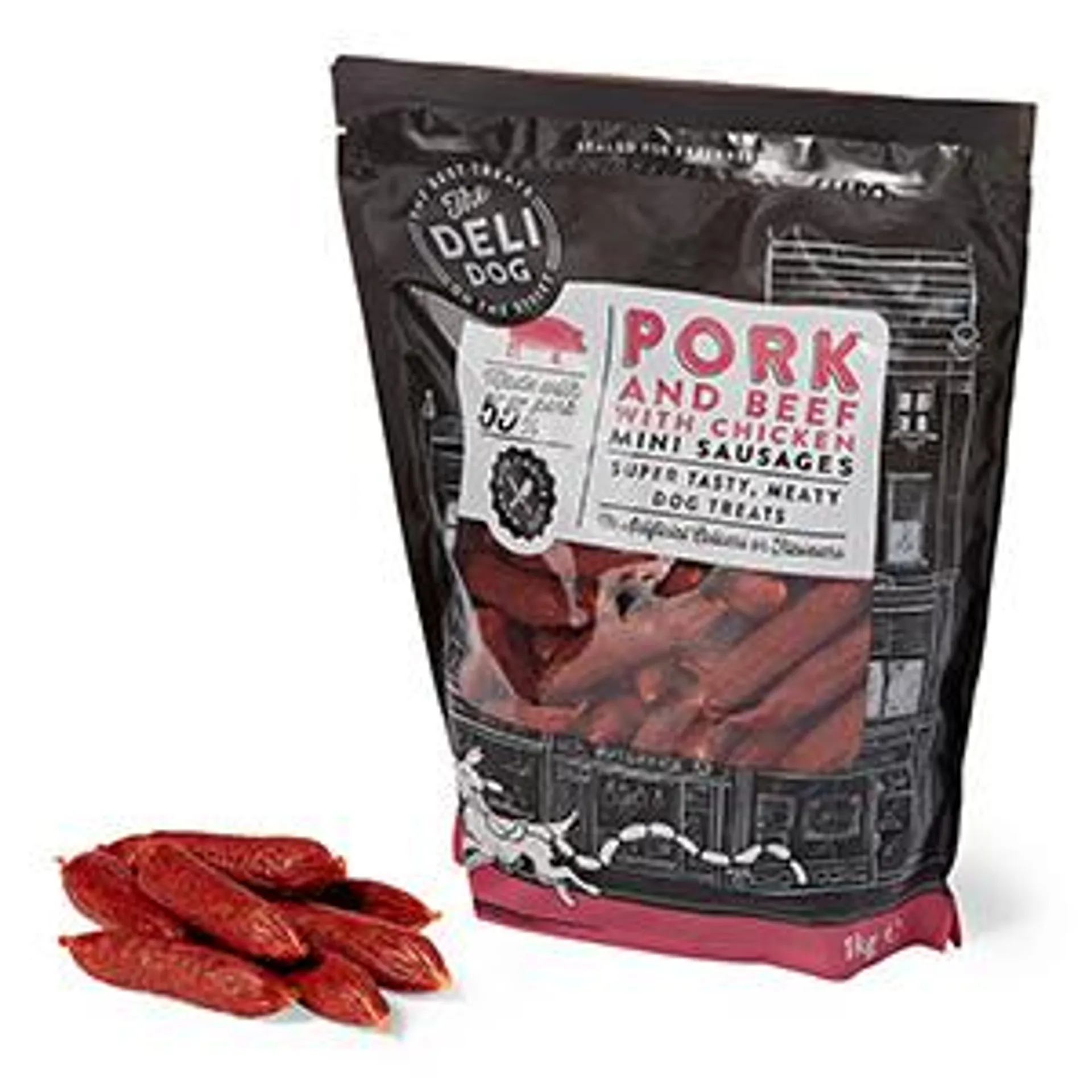 Pets at Home The Deli Dog Pork and Beef with Chicken Mini Sausages Dog Treats 1kg