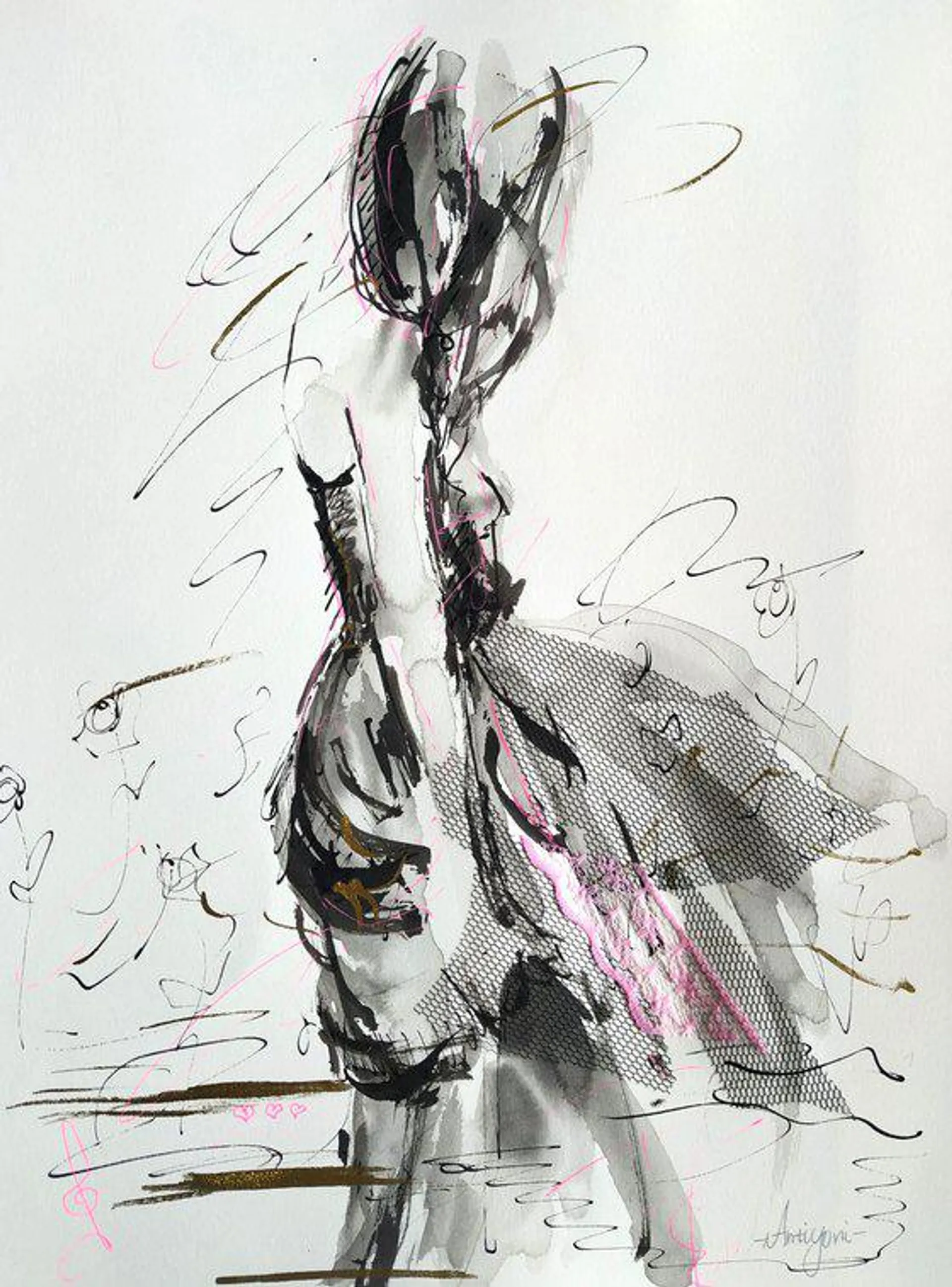 Woman ink drawing series-Figurative drawing on paper (2023)