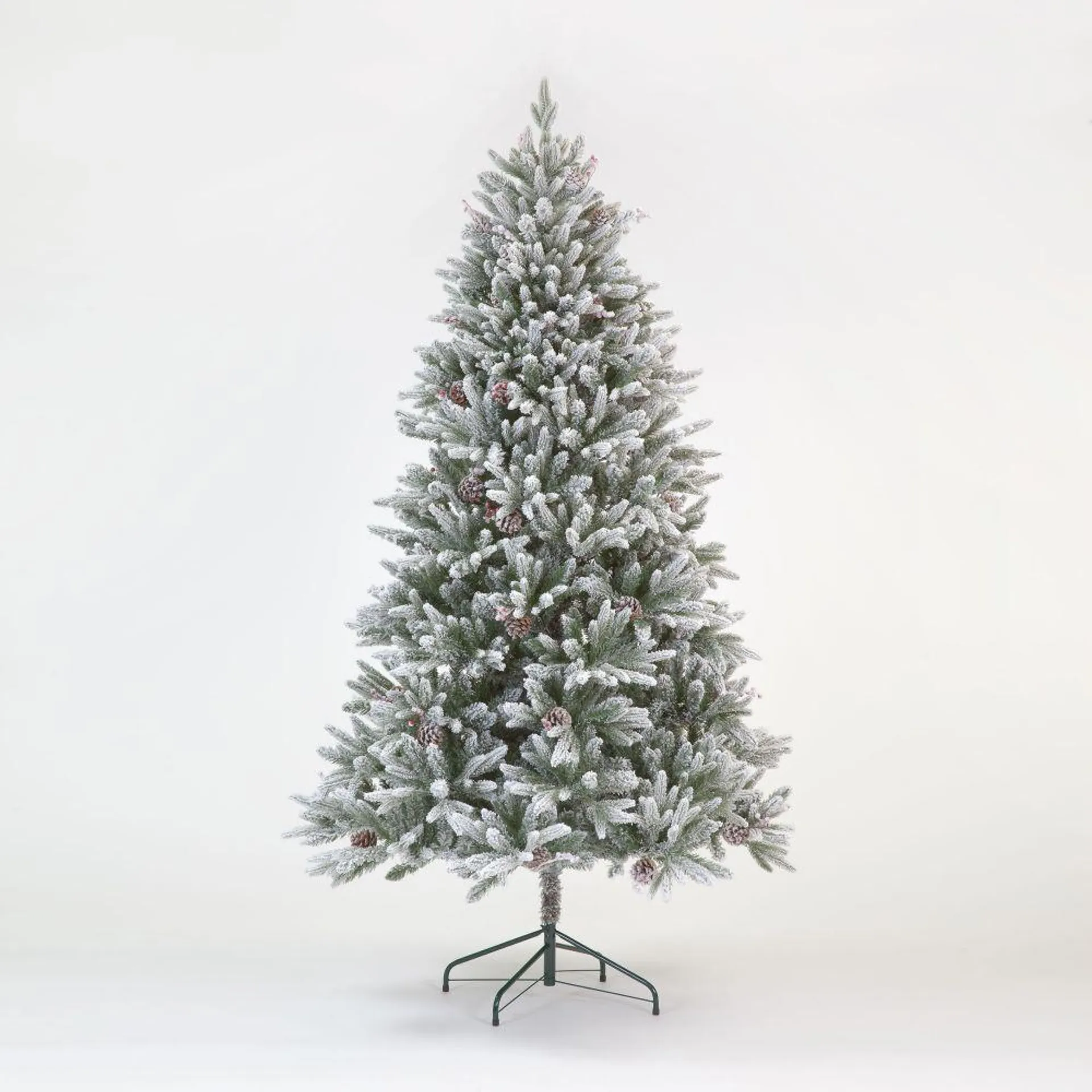 210cm (7ft) Haruchan Frosted Green Christmas Tree With Pinecones