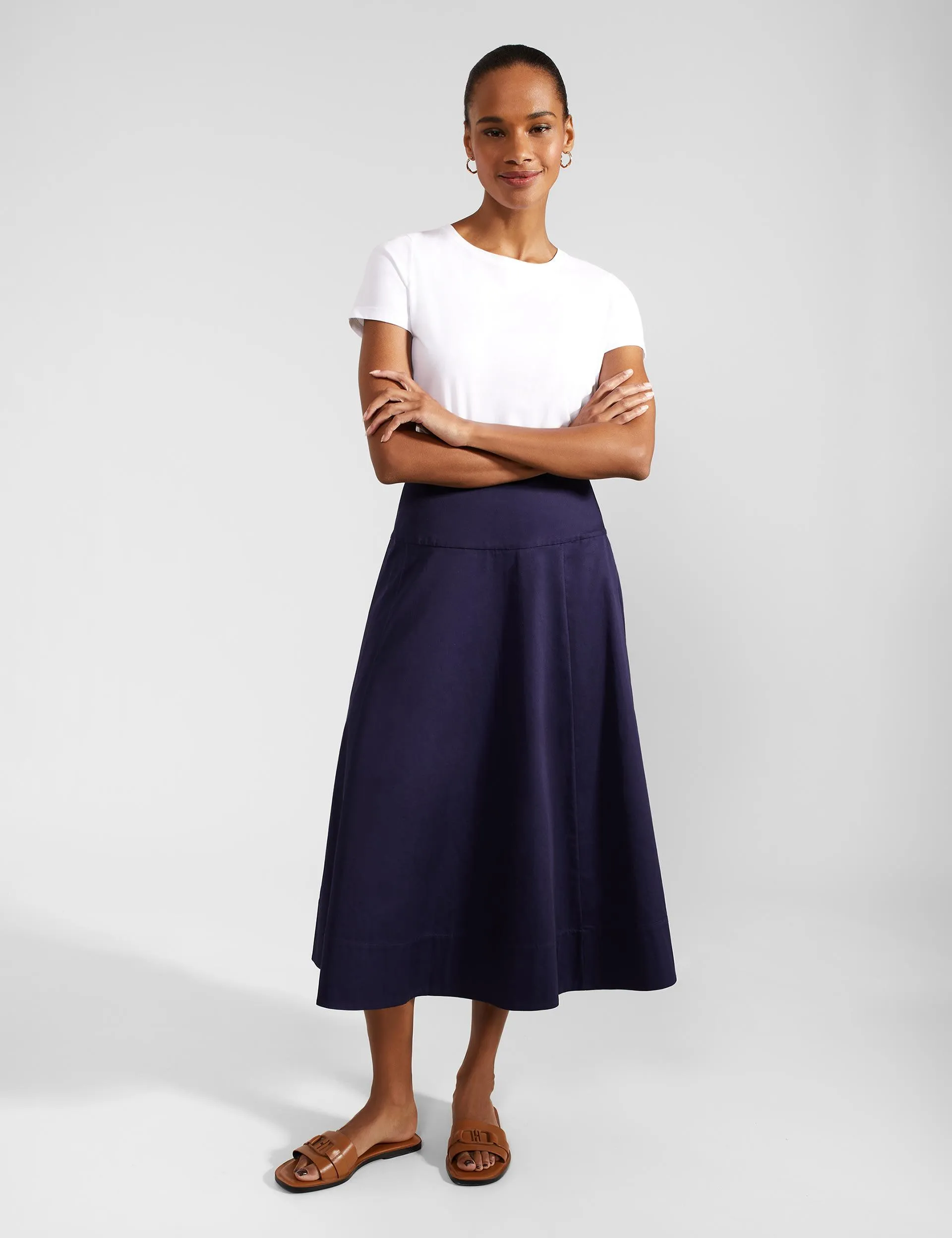 Pure Cotton Pleated Midi Skirt