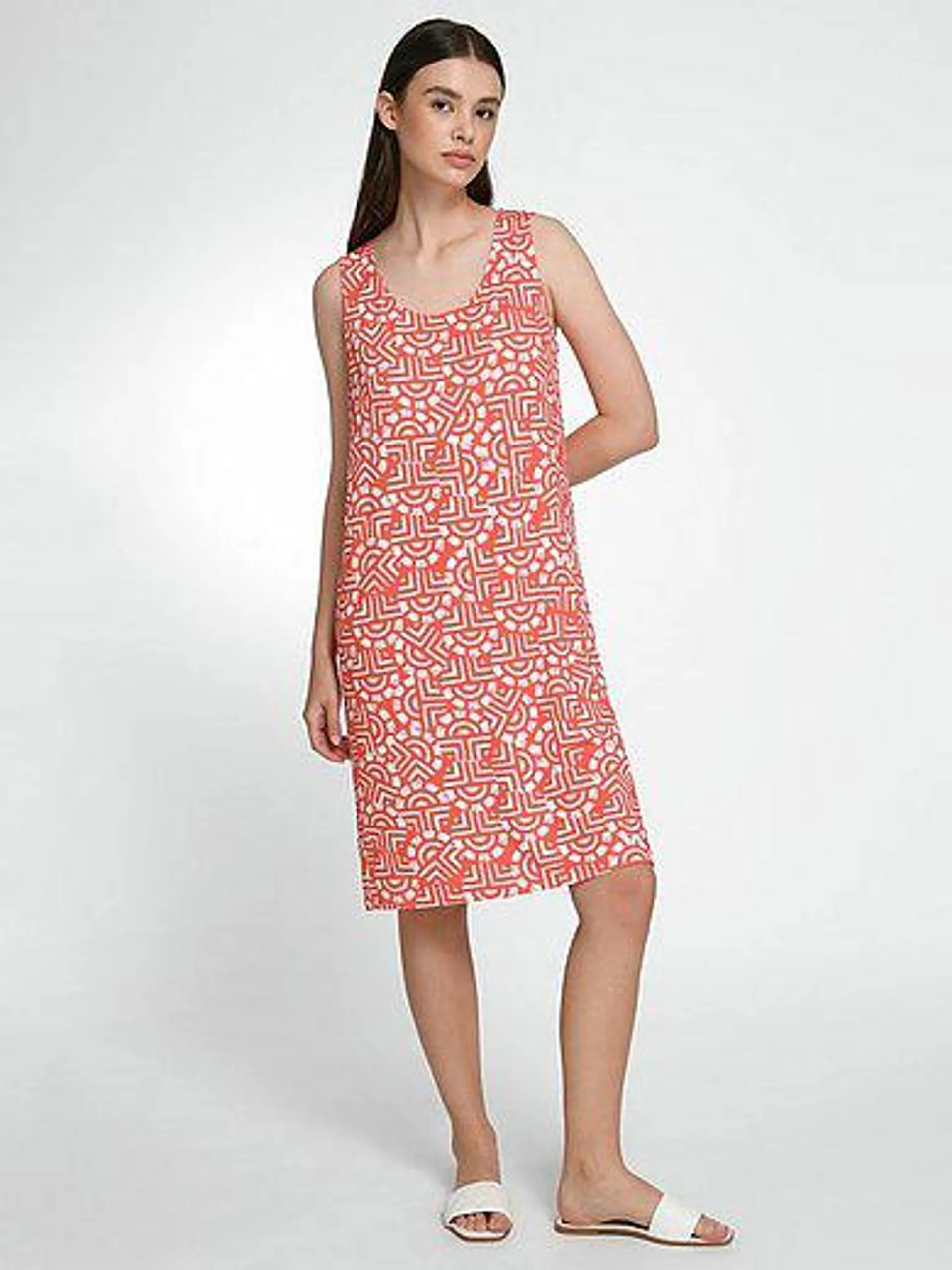 Sleeveless dress with logo print