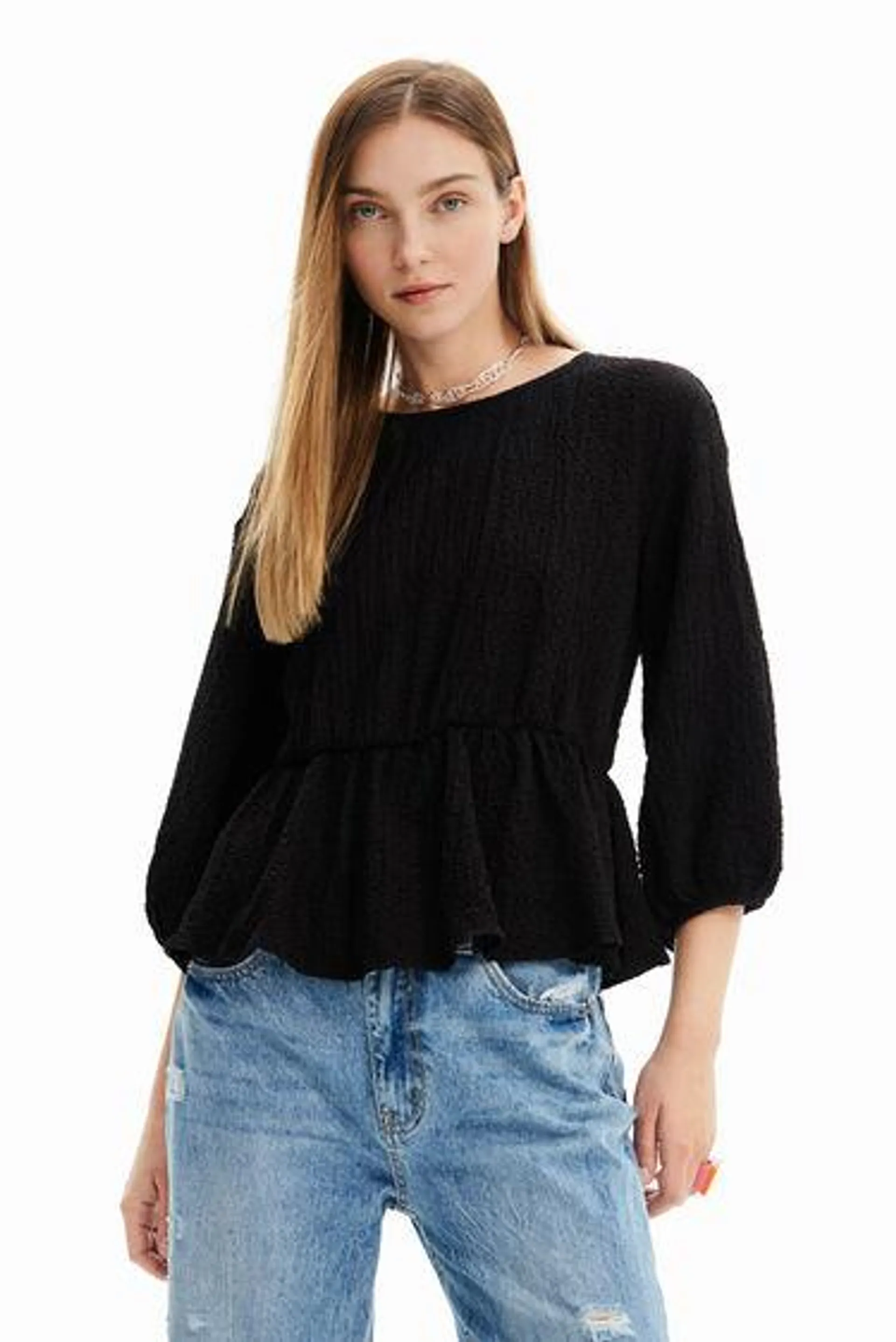 Textured cut-out blouse