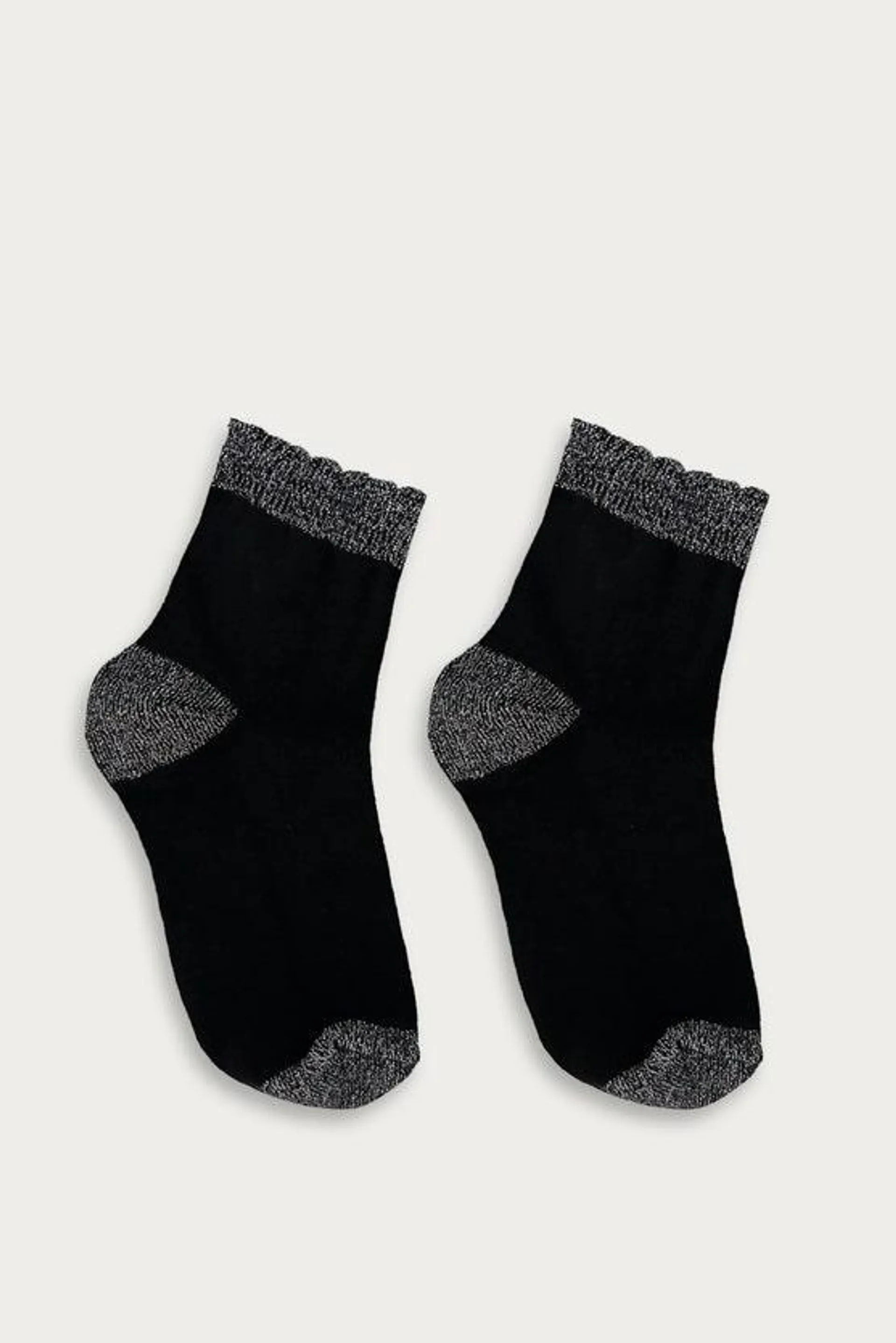 Black Metallic Heel & Toe Socks