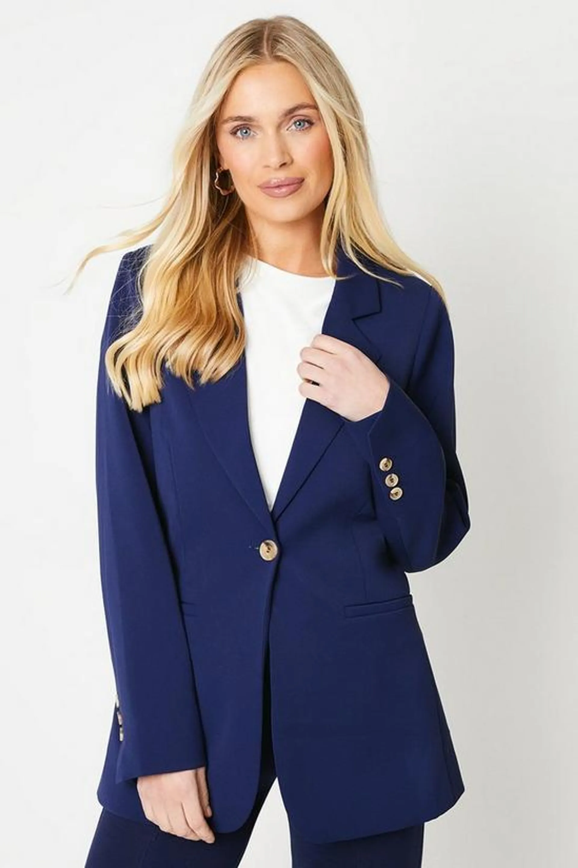 Petite Single Breasted Military Detail Blazer