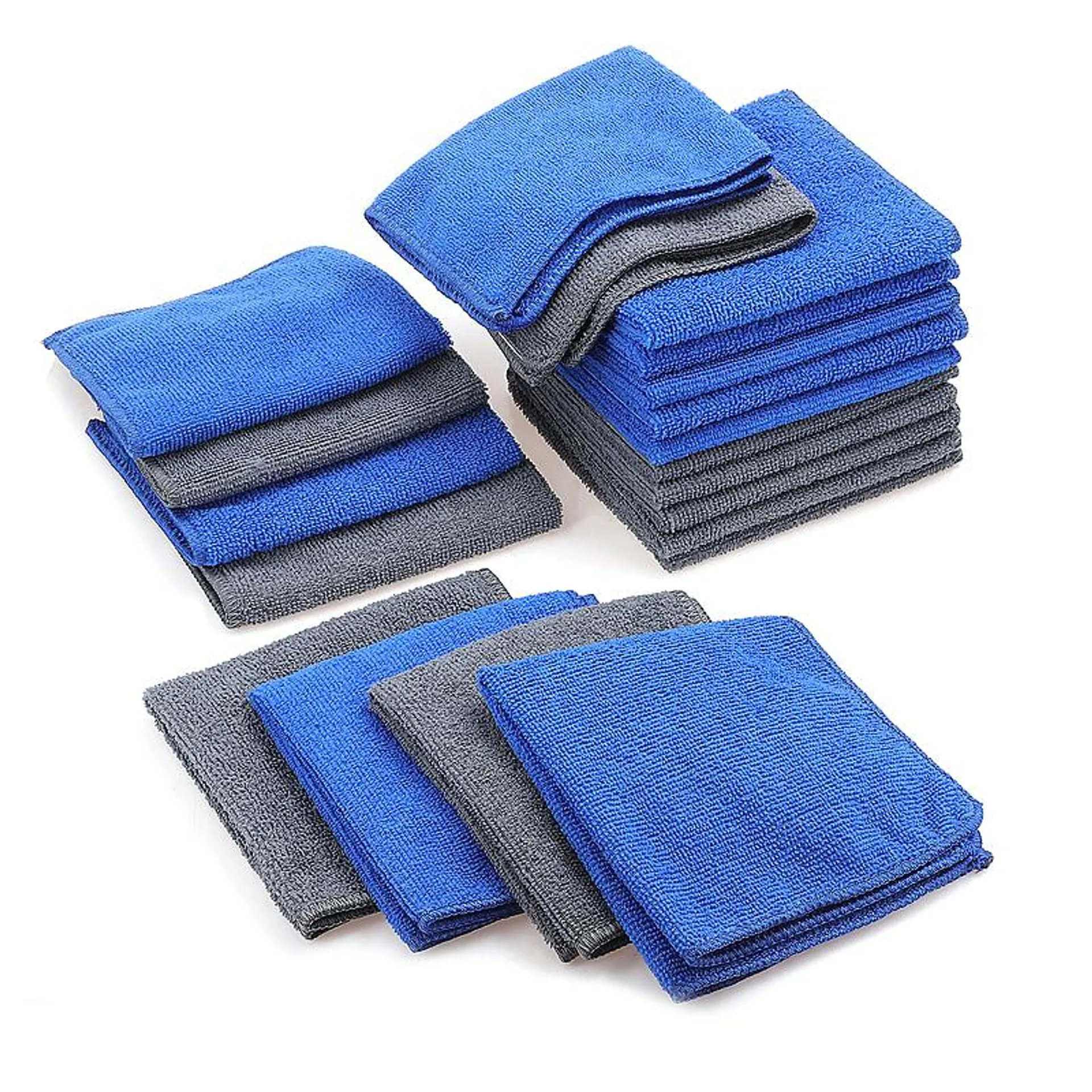 Set of 20 Micro Terry Dish Cloth - Blue and Grey