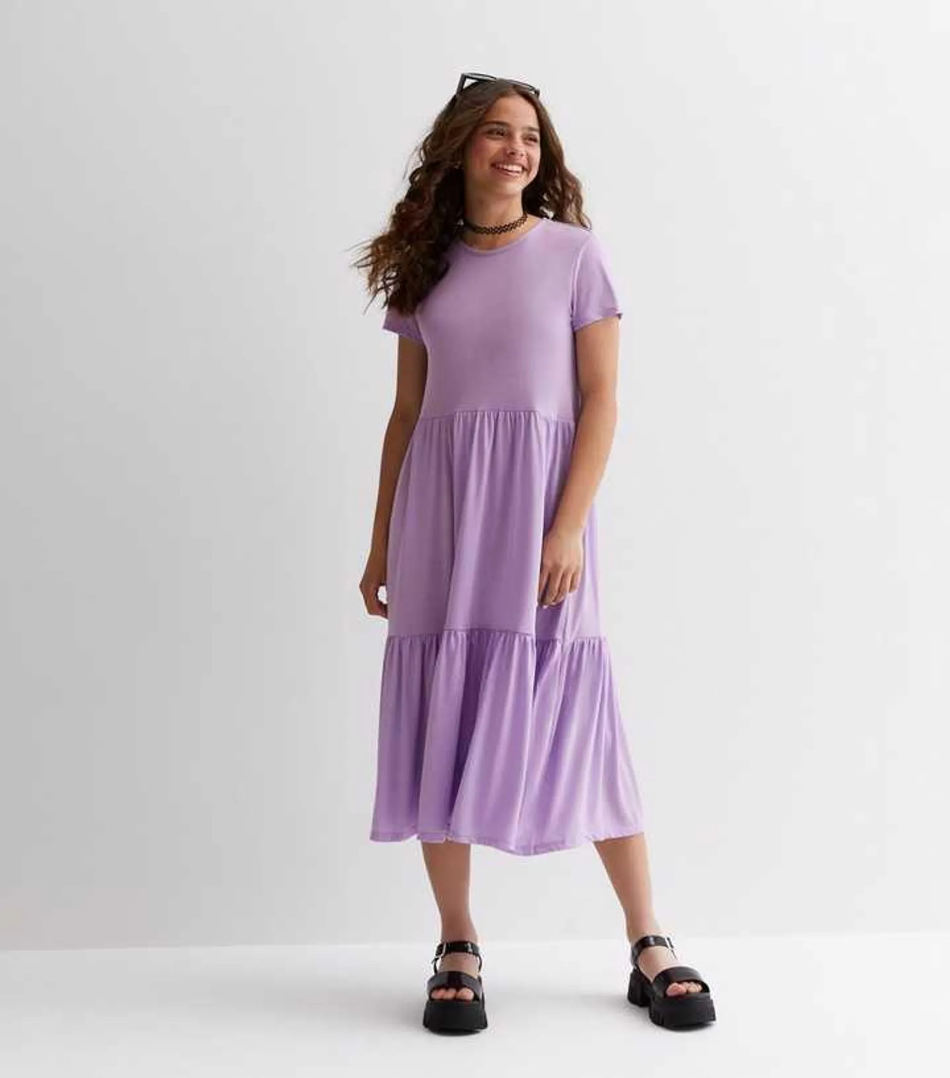 KIDS ONLY Lilac Tiered Midi Dress