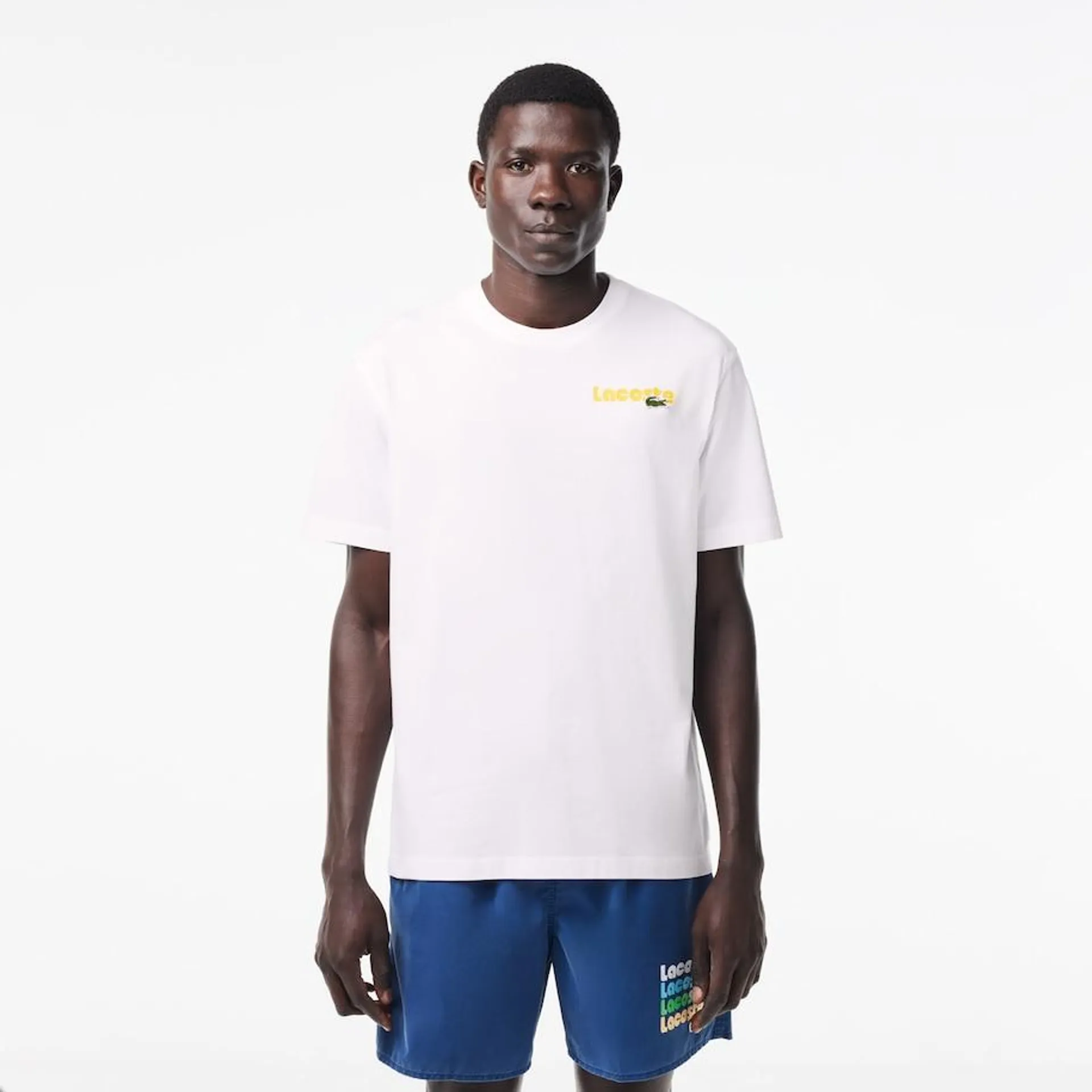 Washed Effect Ombré Lacoste Print T-shirt