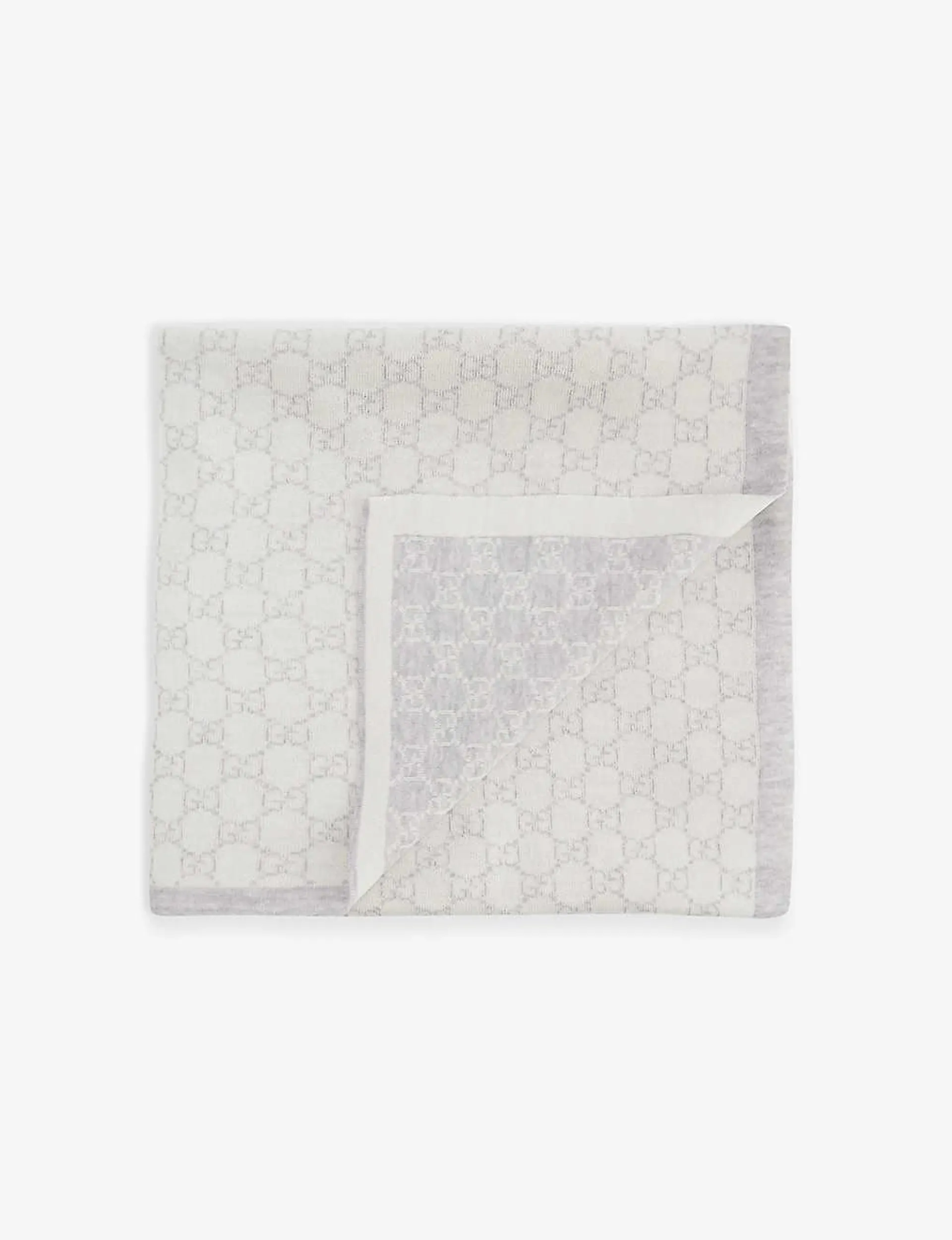 Monogram-pattern square-shape wool blanket