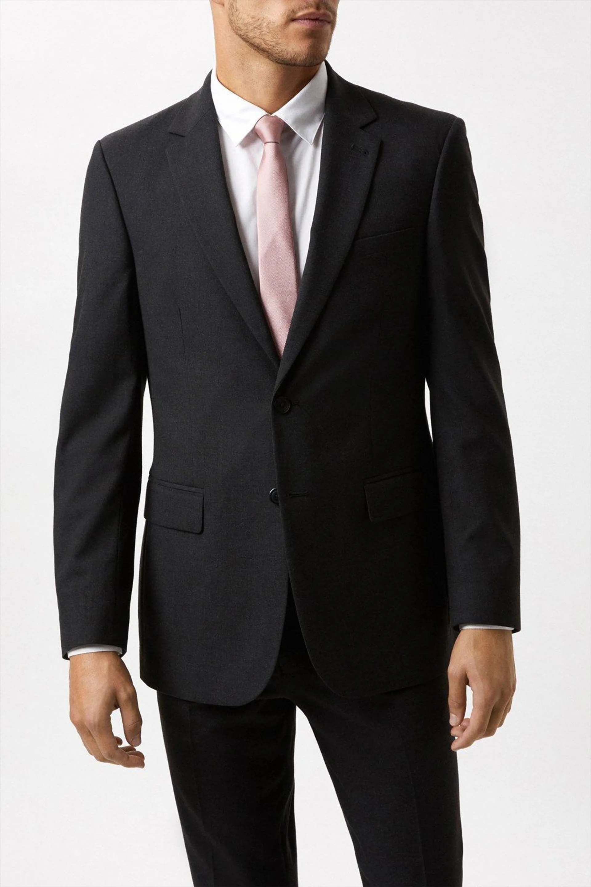Slim Fit Charcoal Essential Three-Piece Suit