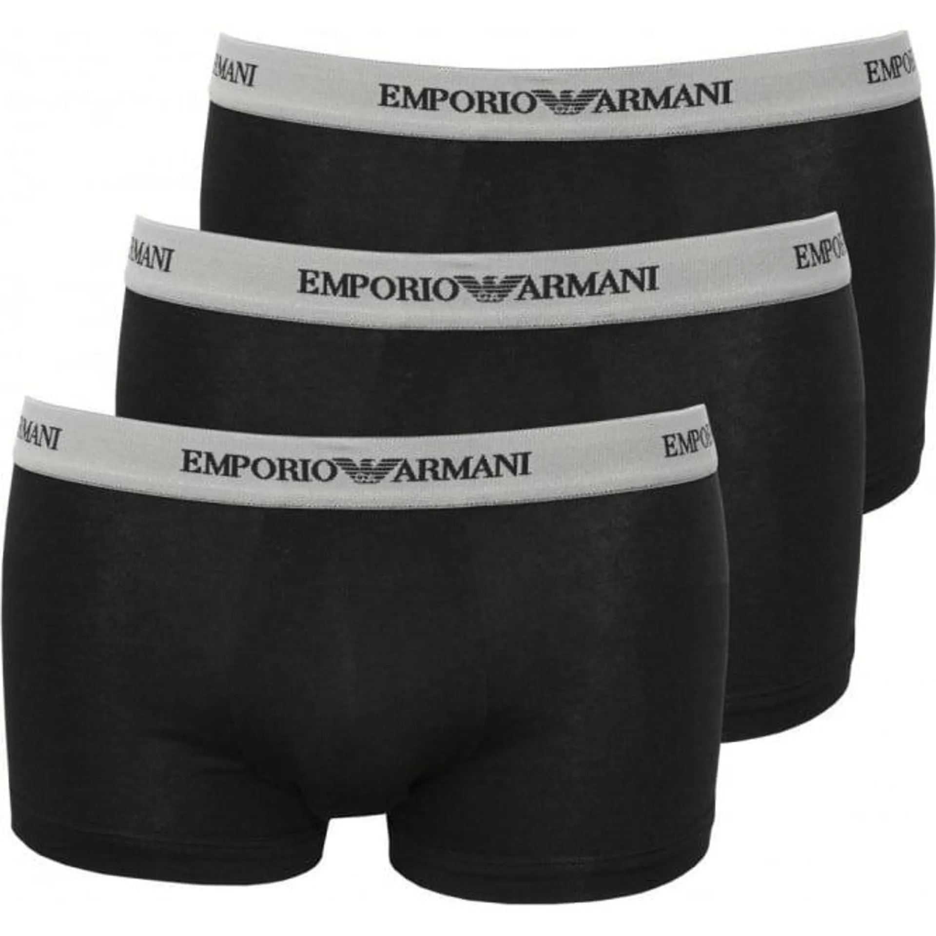 3-Pack Logoband Contrast Waist Boxer Trunks, Black