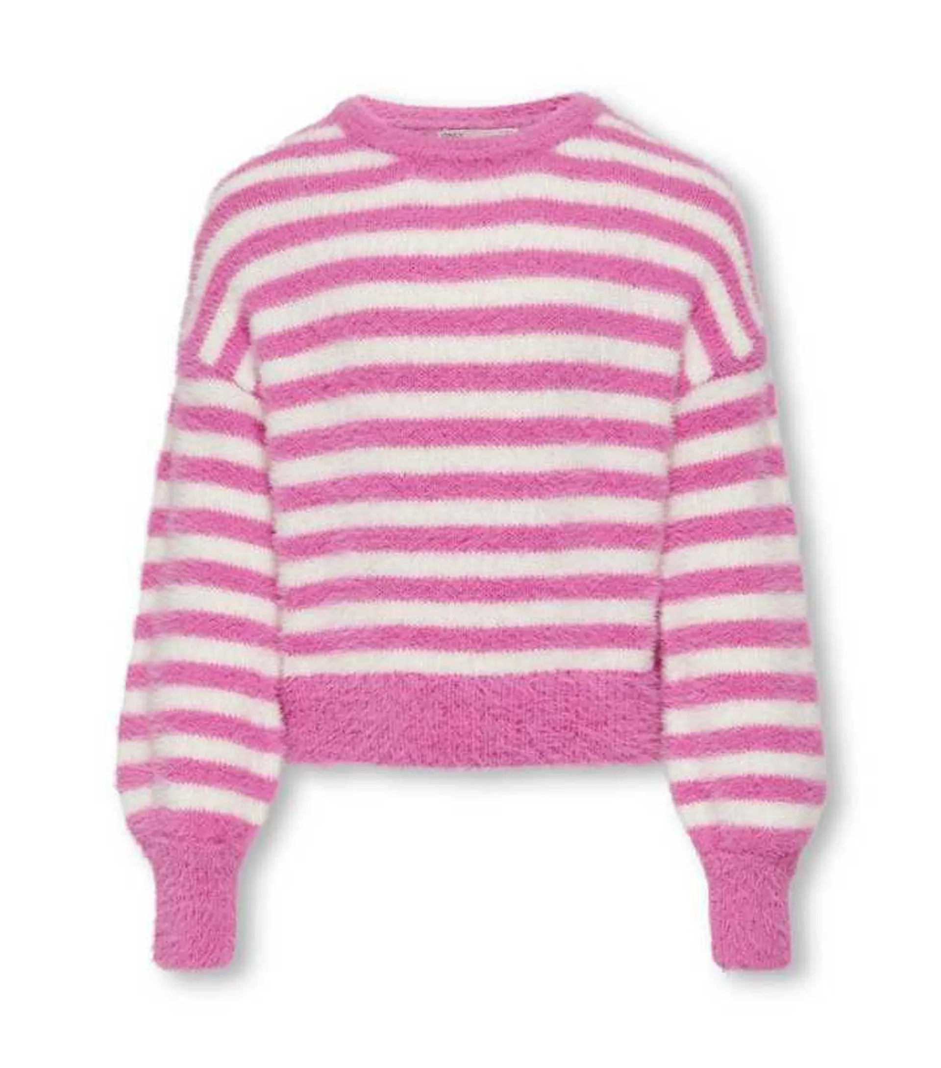 KIDS ONLY Pink Stripe Fluffy Knit Crew Neck Jumper