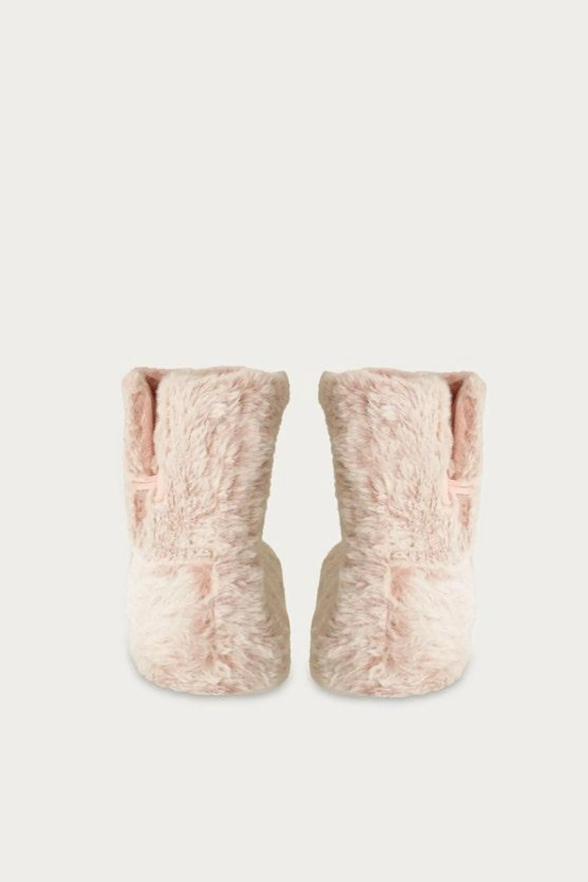 Nude Fur Button Trim Slipper Boots