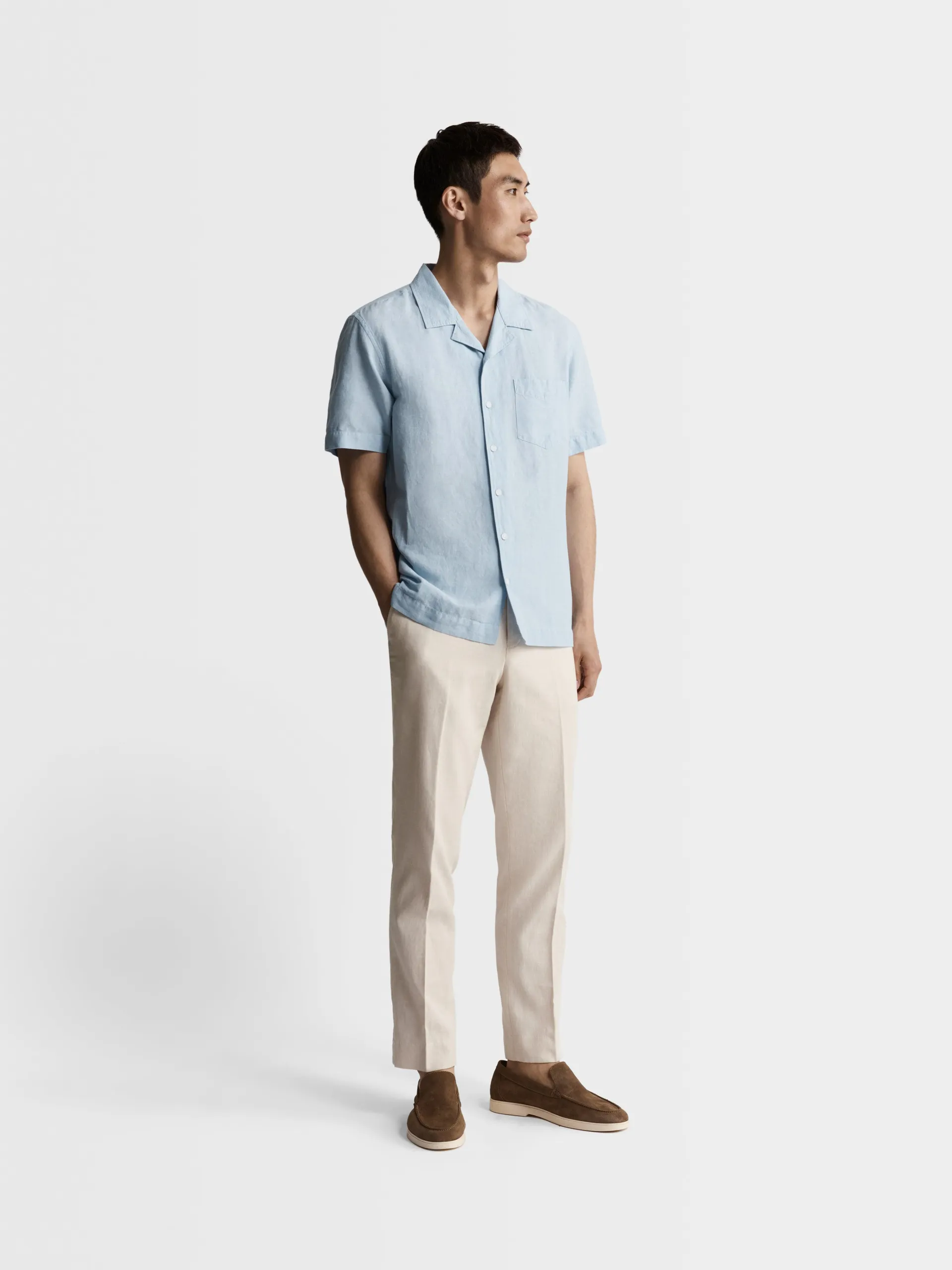 Blue Linen Casual Shirt