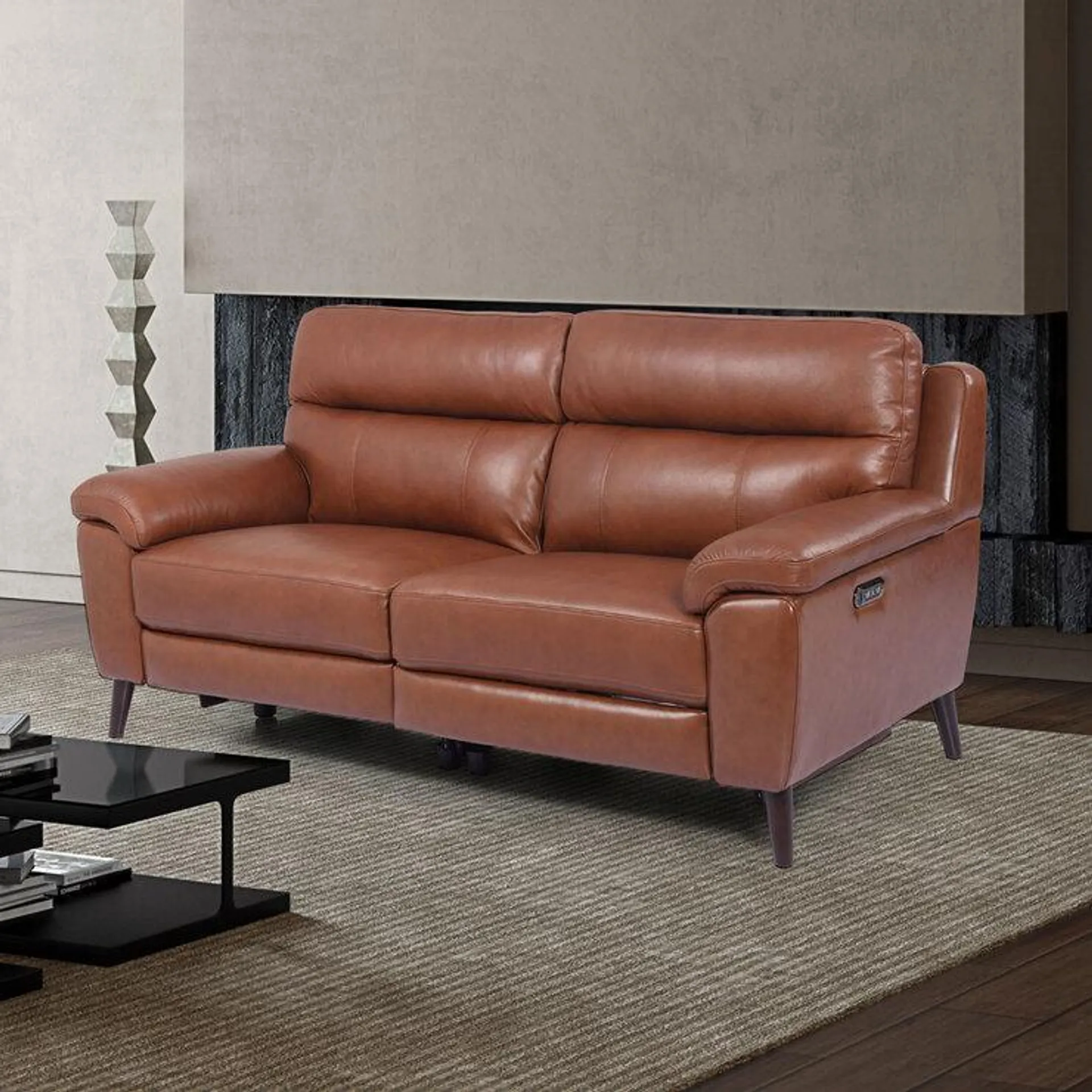 Grace Brown Leather Power Reclining Large 2 Seater Sofa