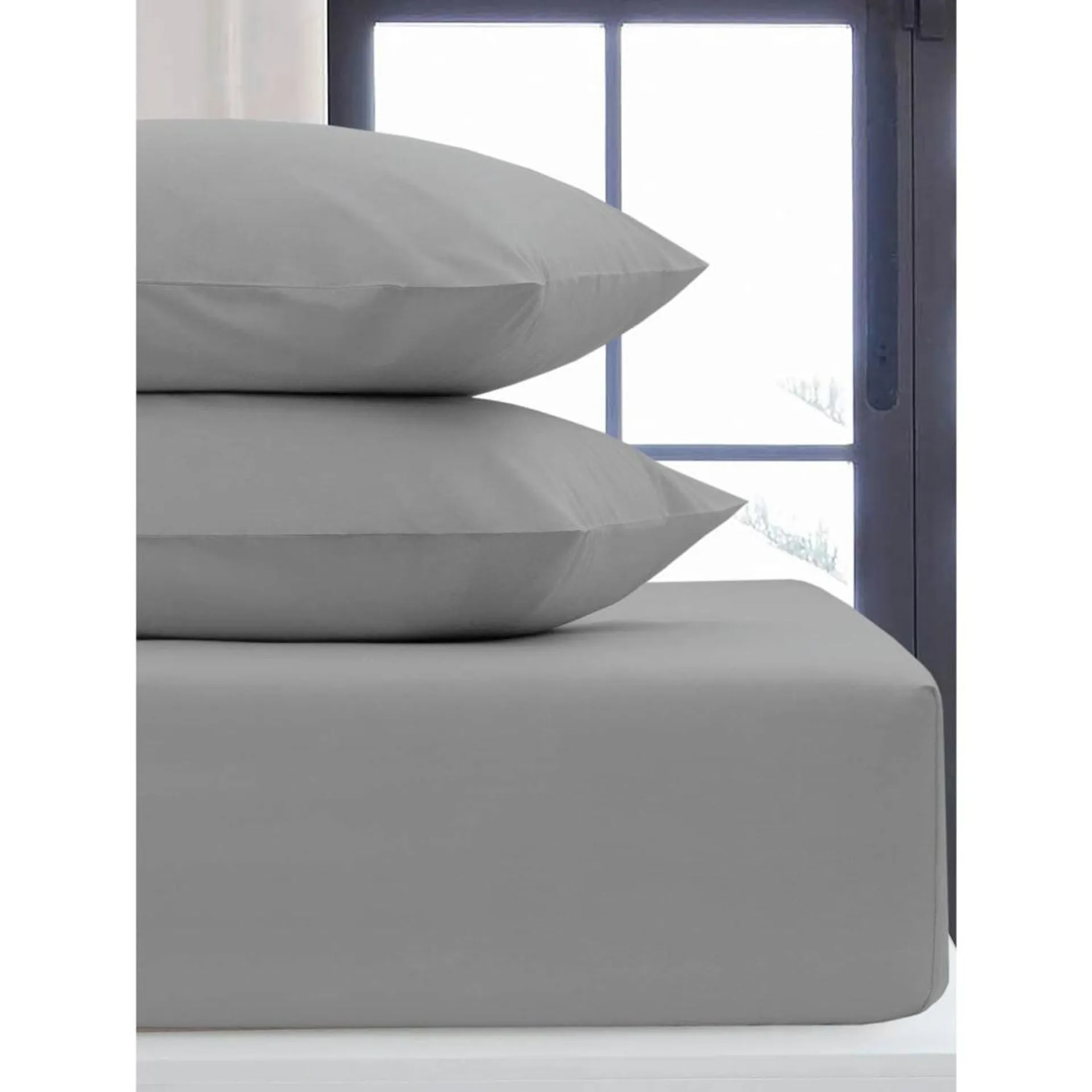 Double Fitted Sheet & 2 Pillowcases Value Pack - Grey