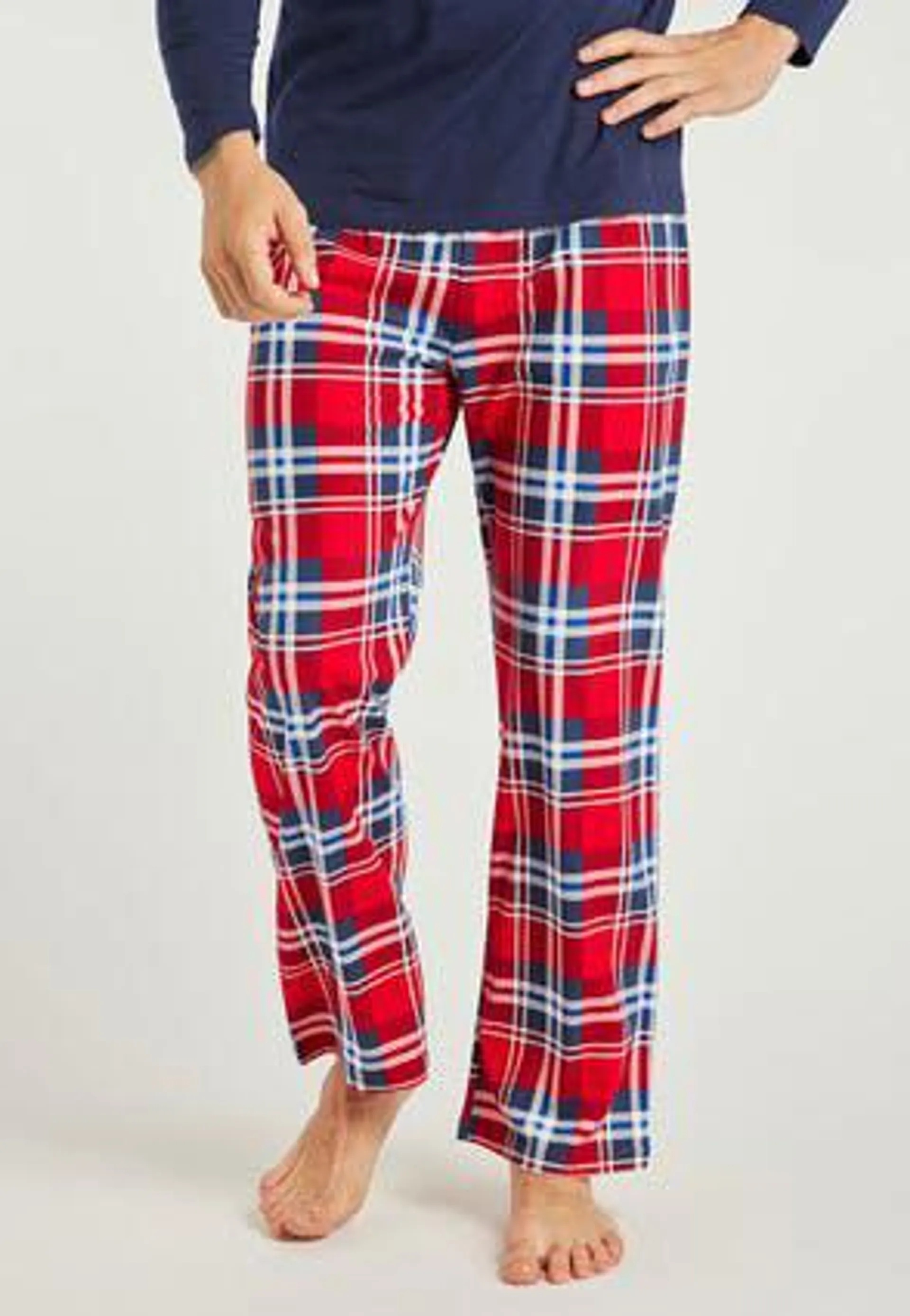 Mens Red and White Check Pyjama Bottoms