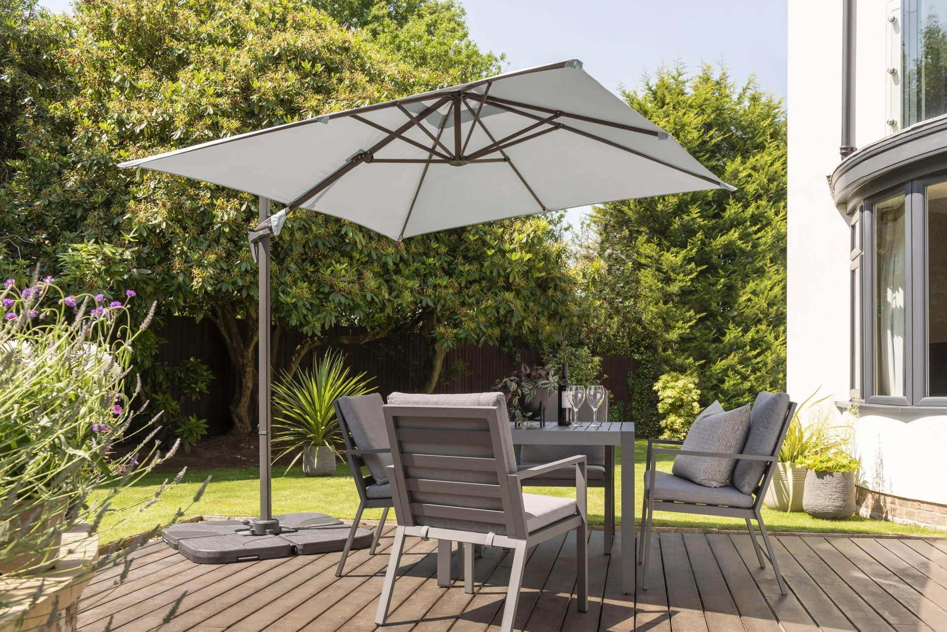 Royce Junior Square Cantilever Parasol with 80kg Base