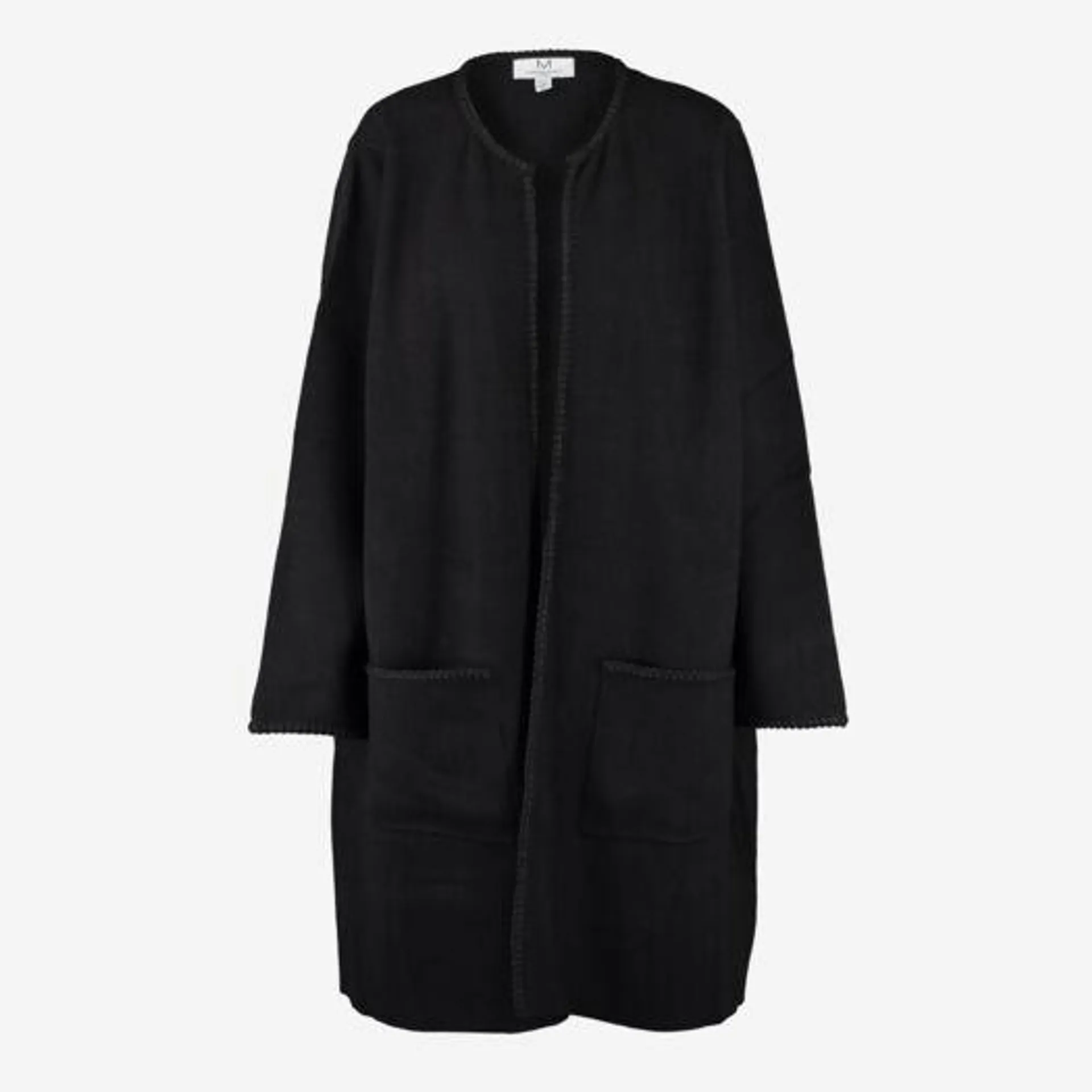 Black Longline Stitch Trim Cardigan