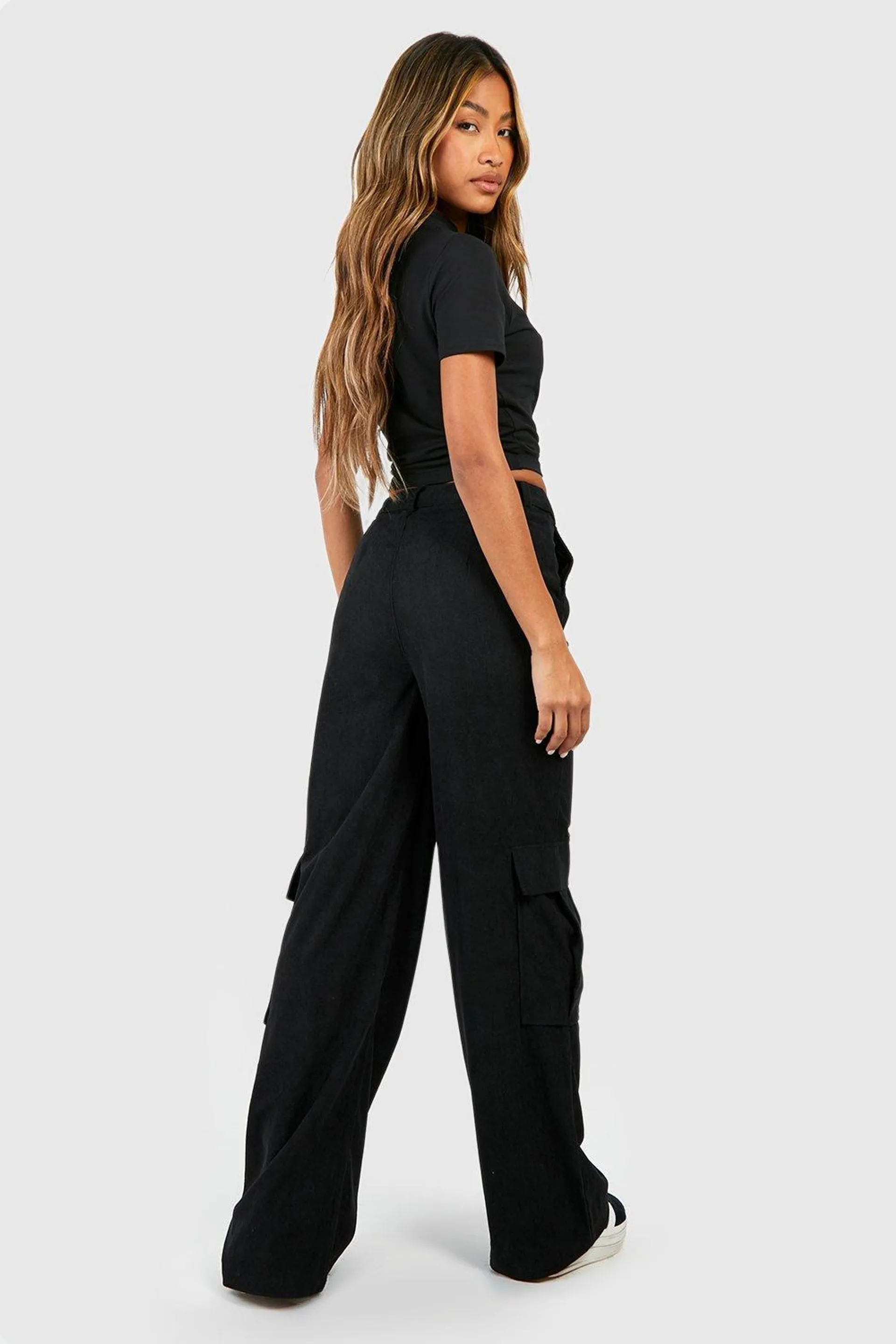 Cord High Waisted Cargo Trousers