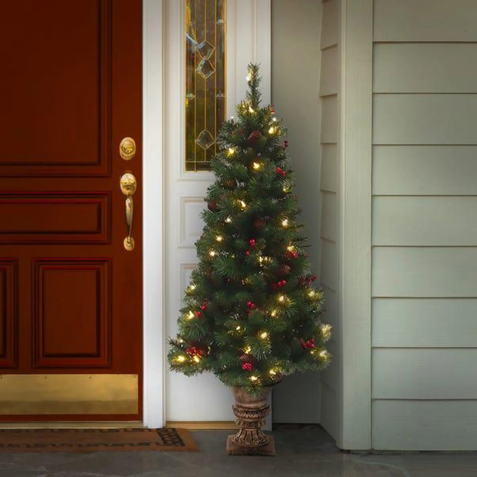 4.5ft LED Everyday Pine Cone & Berry Entrance Christmas Tree