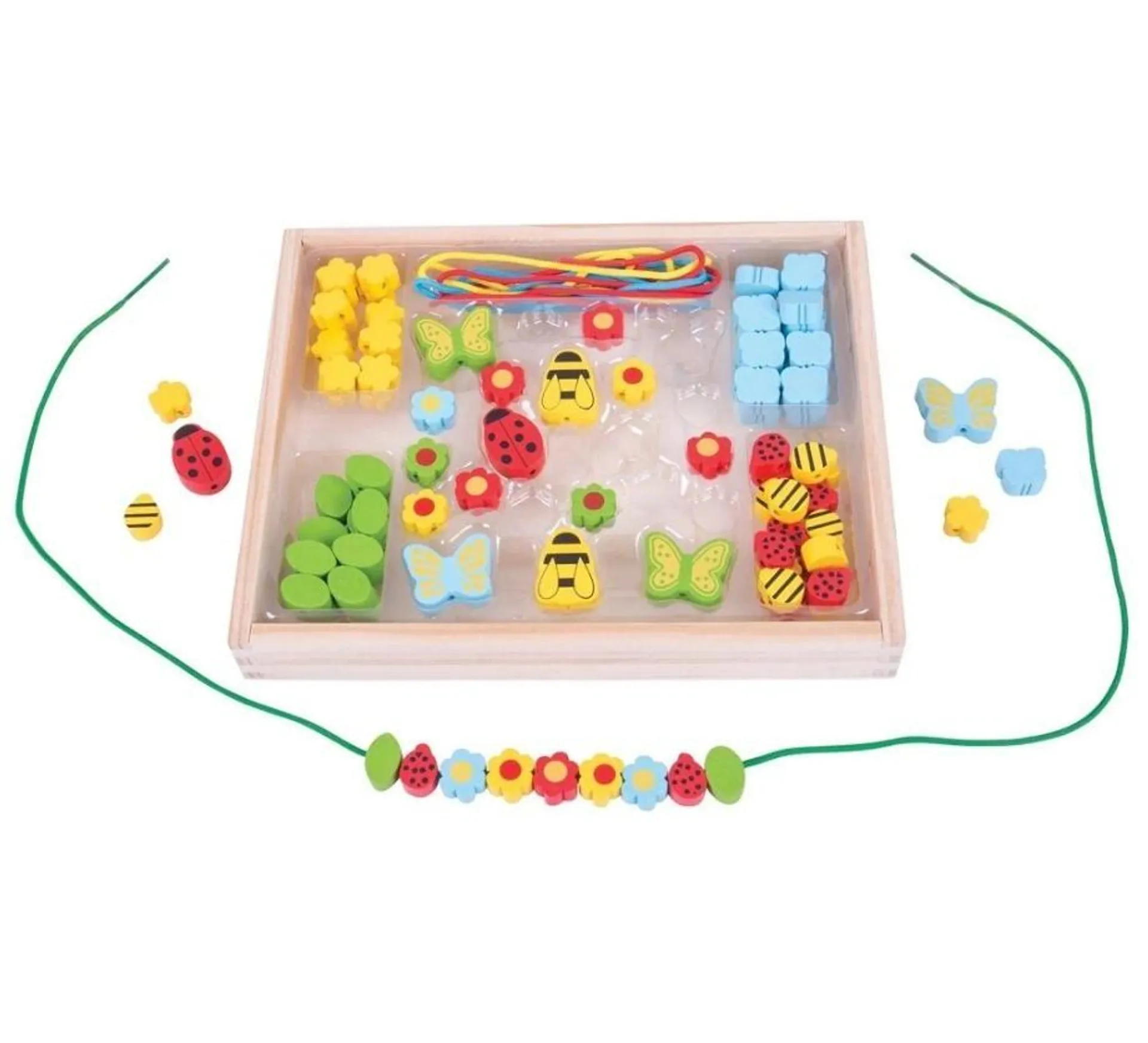 BigJigs Lacing Wooden Bee Bead Box