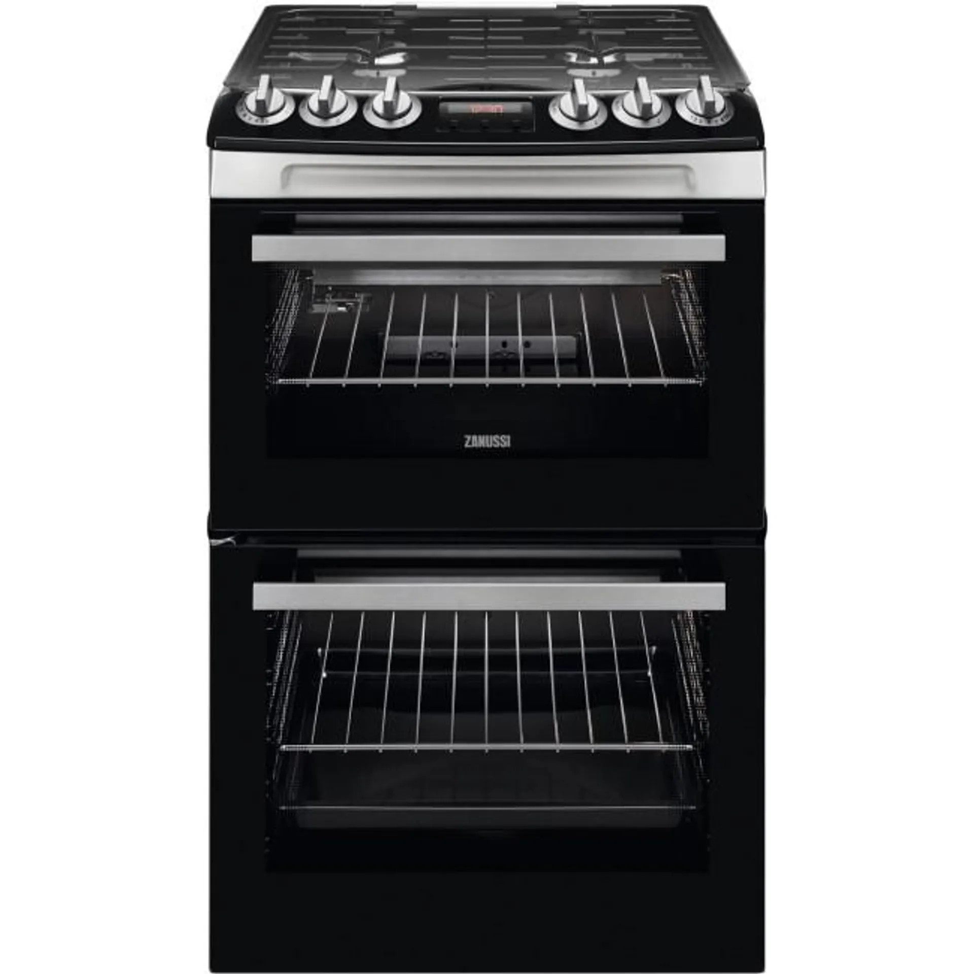 Zanussi 55cm Double Oven Gas Cooker with Catalytic Liners - Stainless Steel