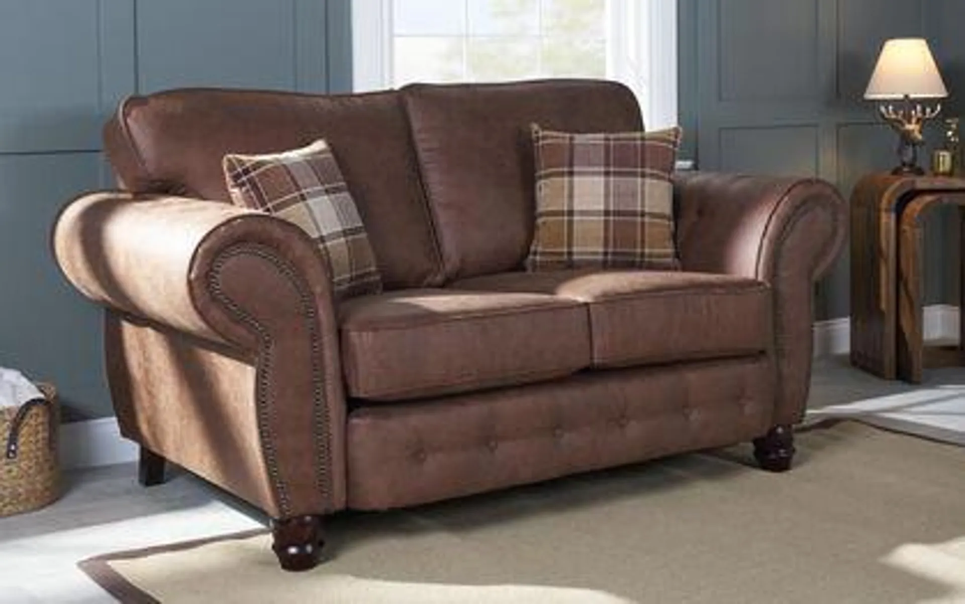 County Fabric 2 Seater Standard Back Sofa