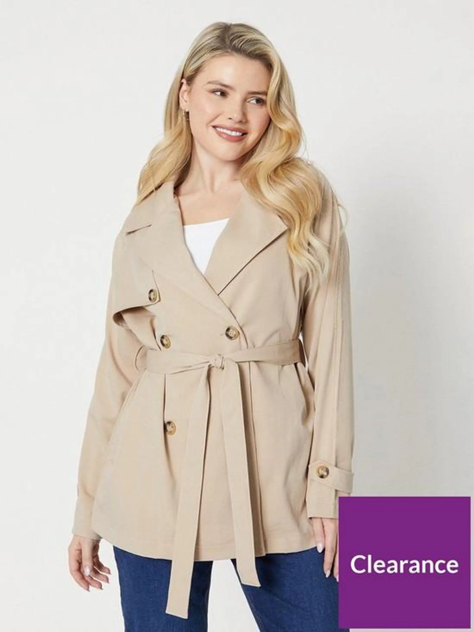 Short Trench Coat - Stone