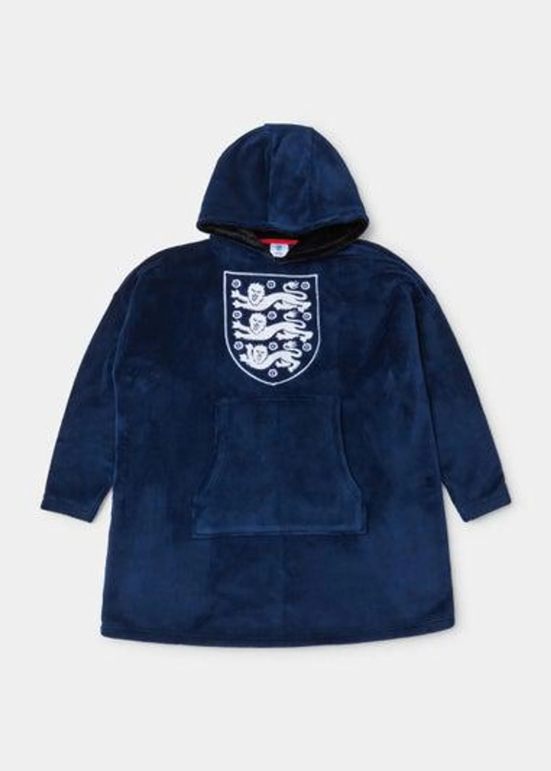 Kids Blue England Football Snuggle Hoodie - Age 4 - 6 Years