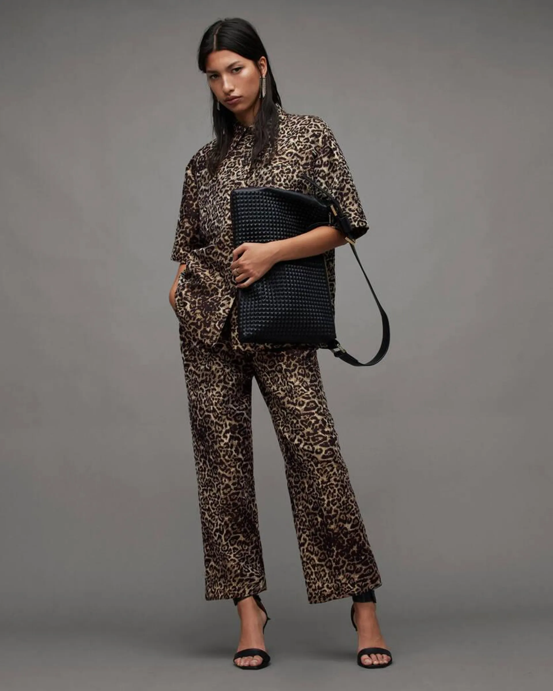 Jemi Leopard Print Relaxed Fit Trousers