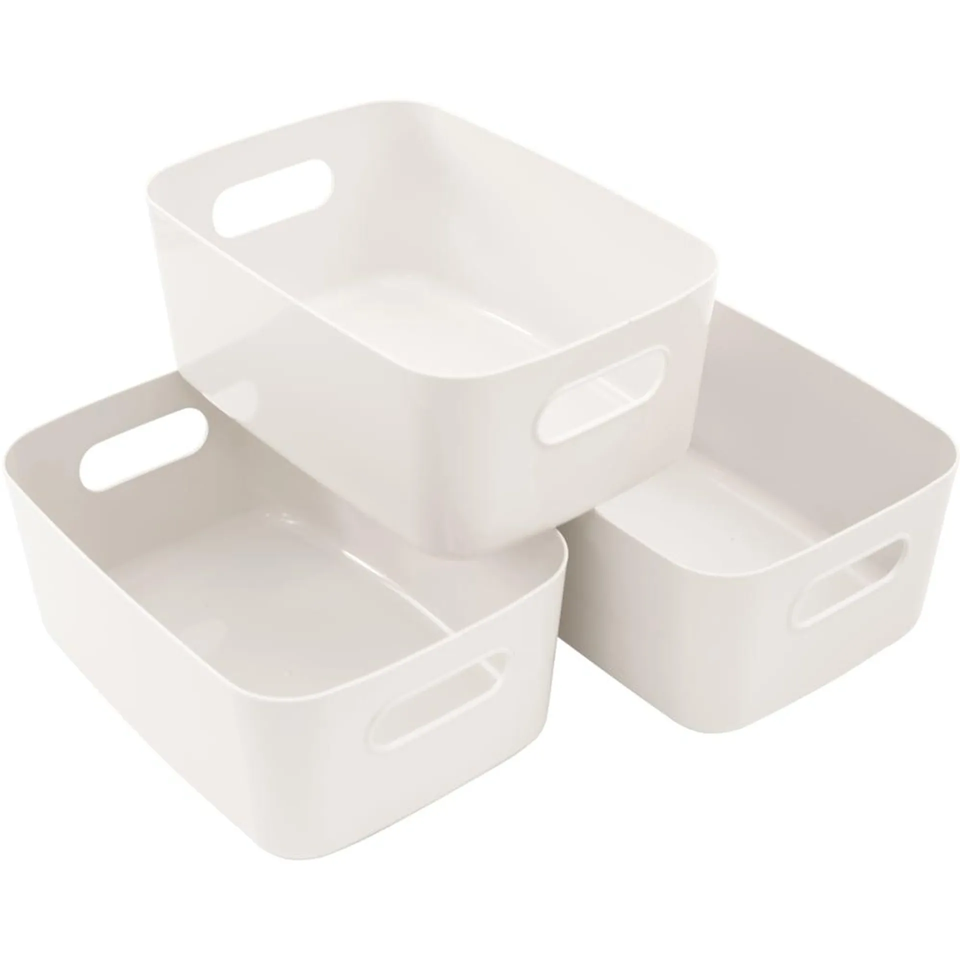 SA Products White Plastic Storage Basket Set of 3