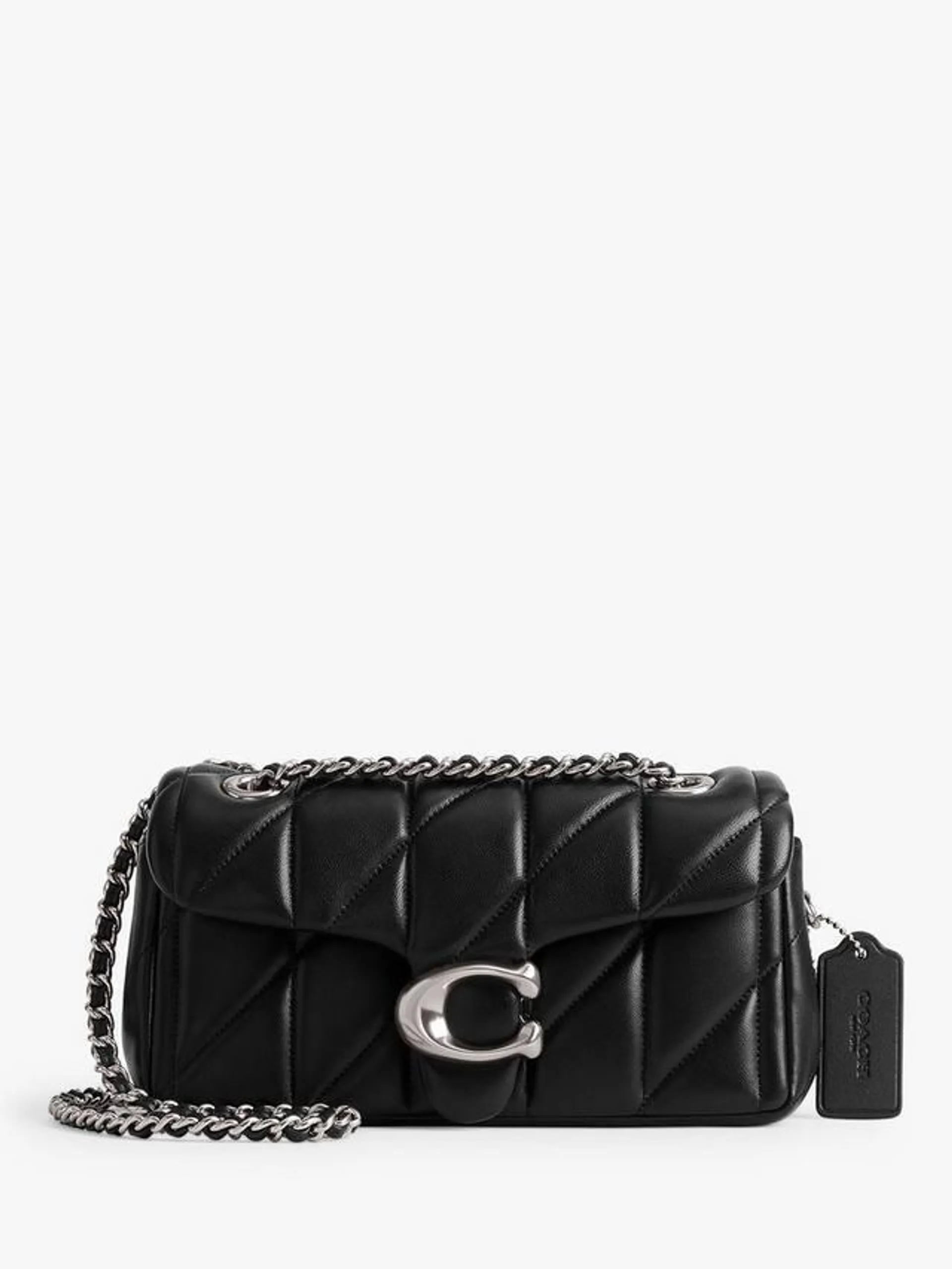 Tabby 20 Quilted Leather Chain Strap Cross Body Bag, Black